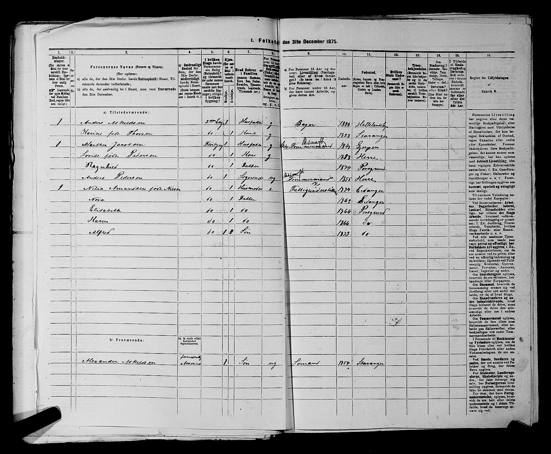 SAKO, 1875 census for 0805P Porsgrunn, 1875, p. 367