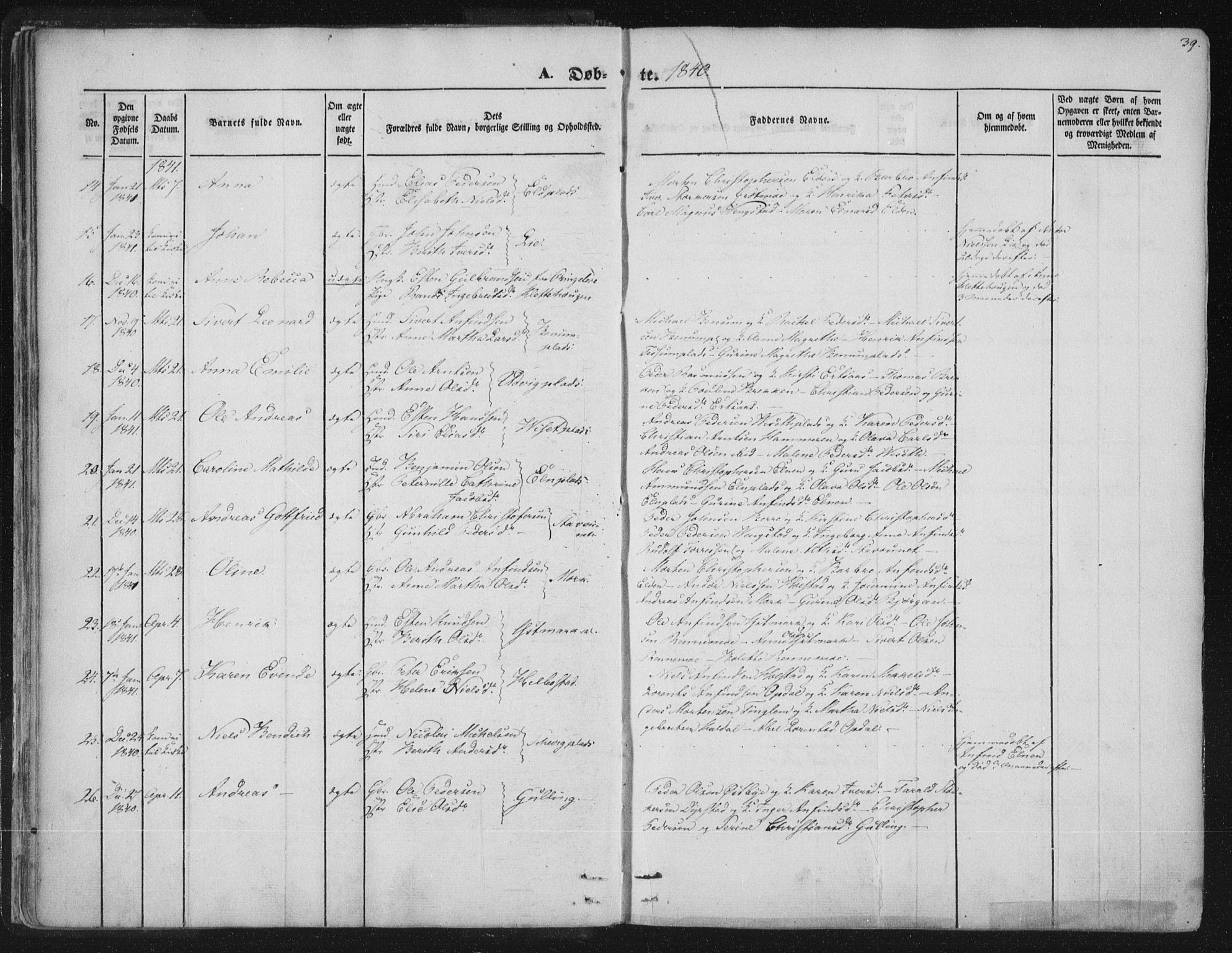 Ministerialprotokoller, klokkerbøker og fødselsregistre - Nord-Trøndelag, SAT/A-1458/741/L0392: Parish register (official) no. 741A06, 1836-1848, p. 39