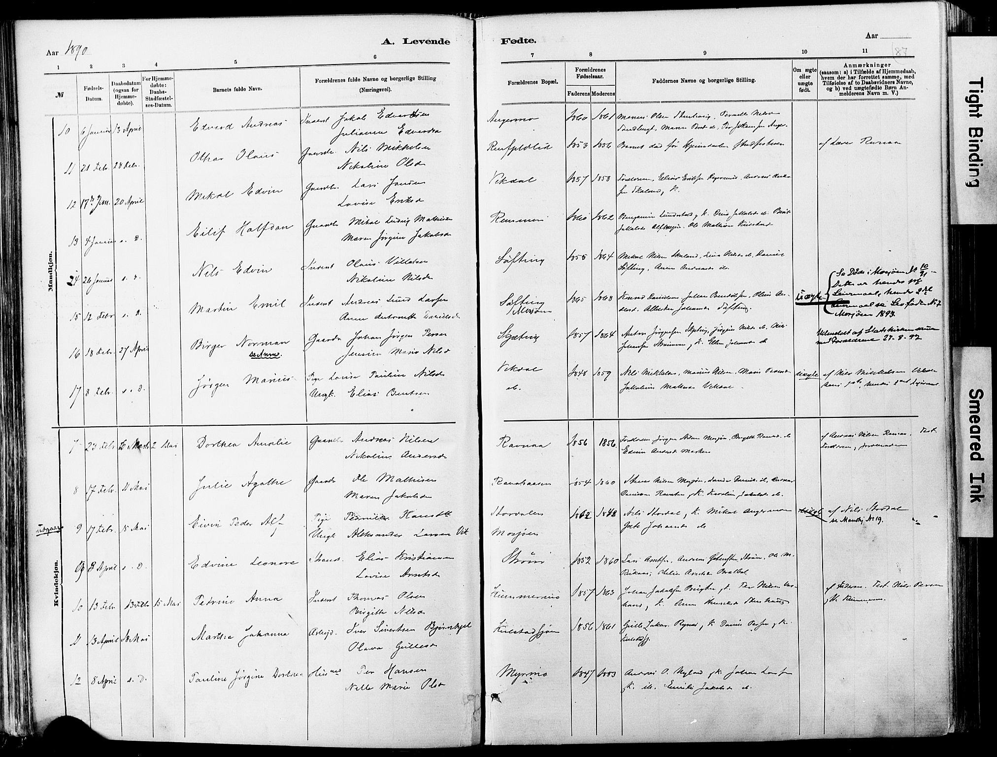 Ministerialprotokoller, klokkerbøker og fødselsregistre - Nordland, SAT/A-1459/820/L0295: Parish register (official) no. 820A16, 1880-1896, p. 87