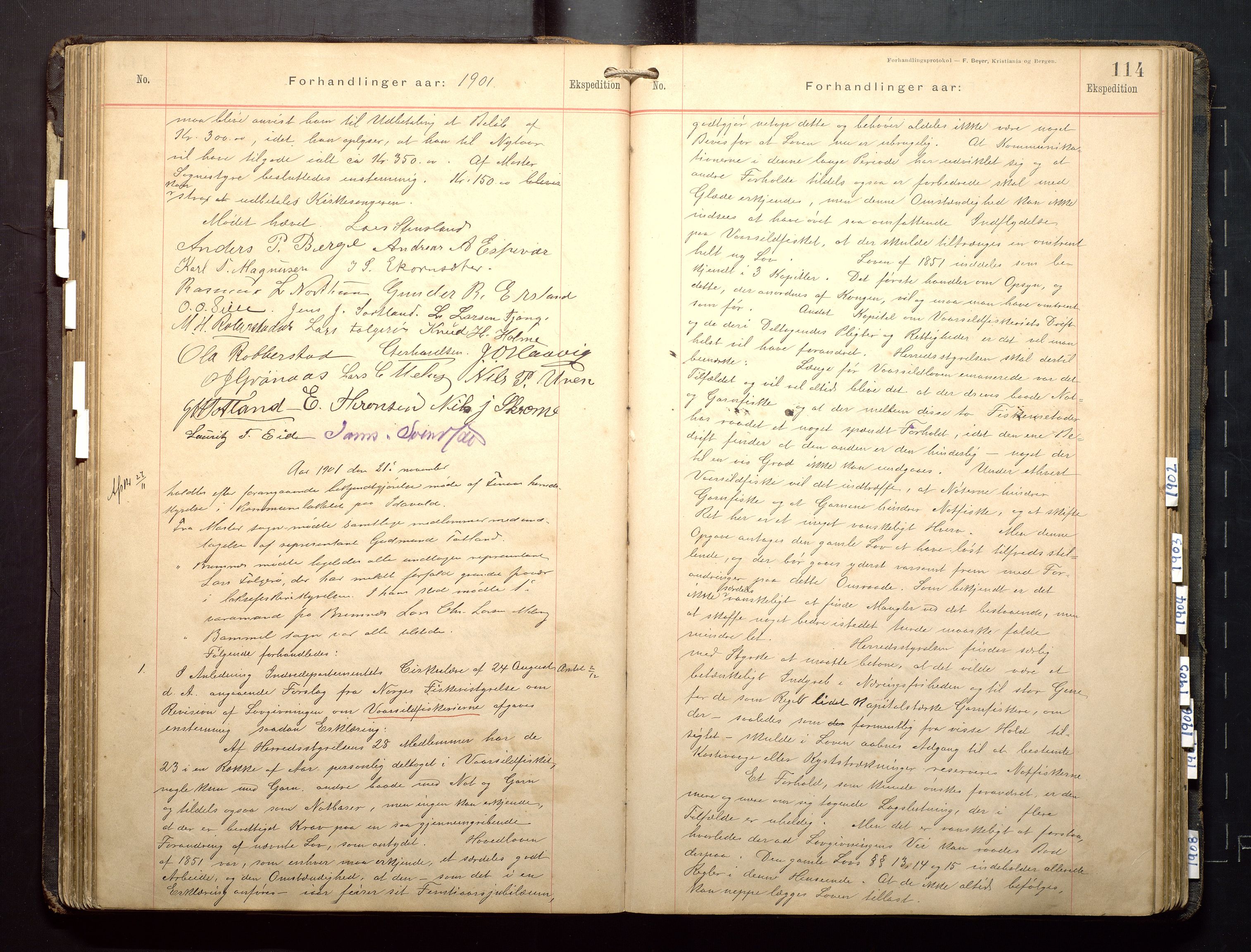 Finnaas kommune. Formannskapet, IKAH/1218a-021/A/Aa/L0003: Møtebok for formannskap, heradsstyre og soknestyre, 1896-1908, p. 114