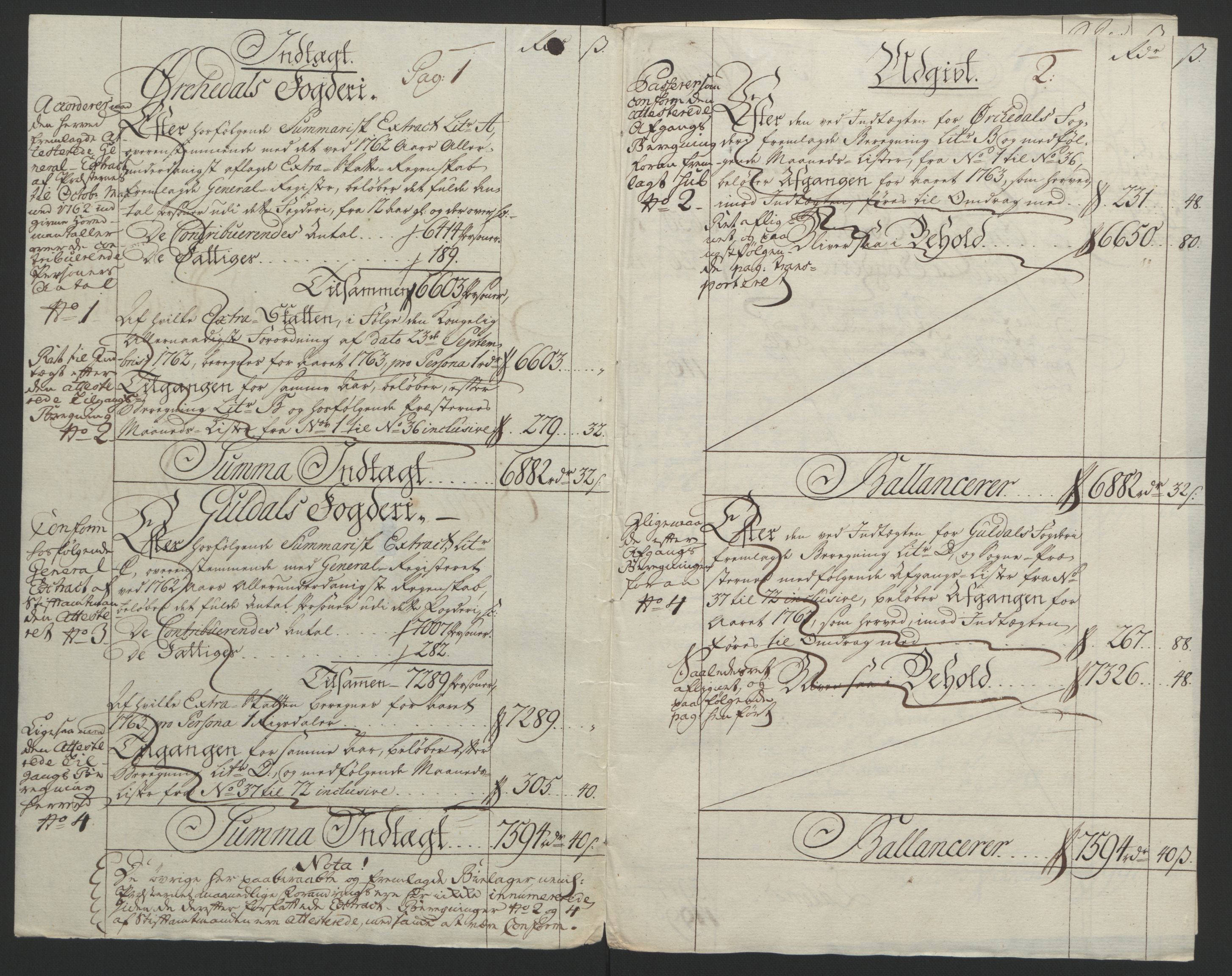 Rentekammeret inntil 1814, Reviderte regnskaper, Fogderegnskap, RA/EA-4092/R60/L4094: Ekstraskatten Orkdal og Gauldal, 1762-1765, p. 78