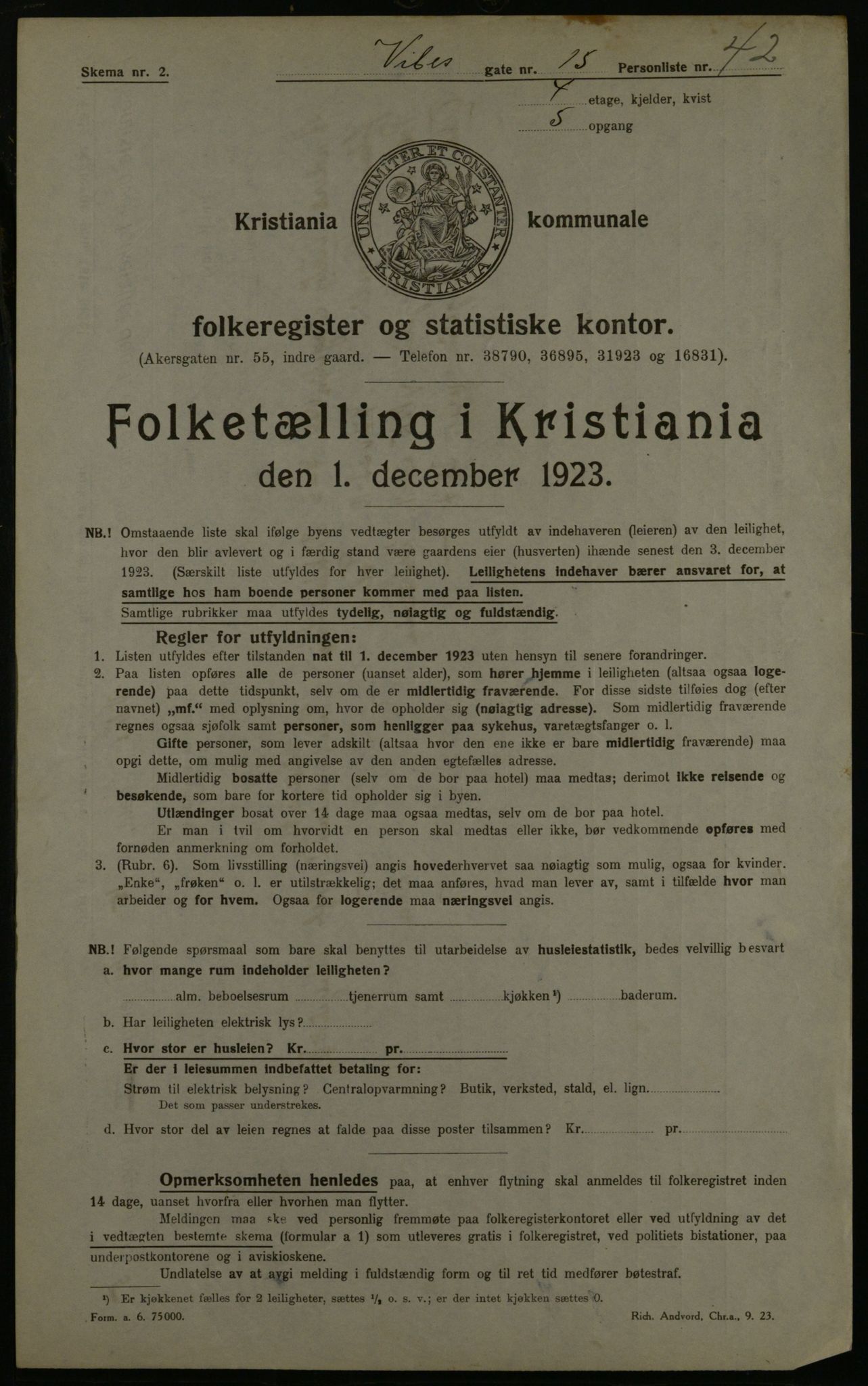 OBA, Municipal Census 1923 for Kristiania, 1923, p. 135812