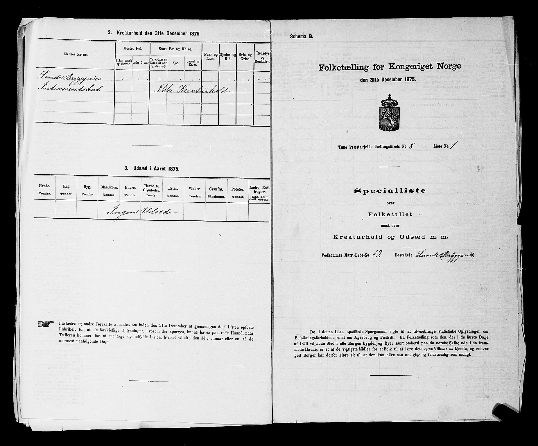 RA, 1875 census for 0130P Tune, 1875, p. 1550