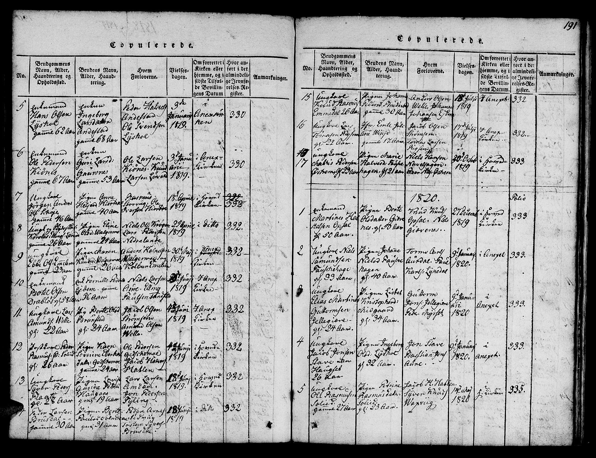 Ministerialprotokoller, klokkerbøker og fødselsregistre - Møre og Romsdal, AV/SAT-A-1454/522/L0322: Parish register (copy) no. 522C01, 1816-1830, p. 191