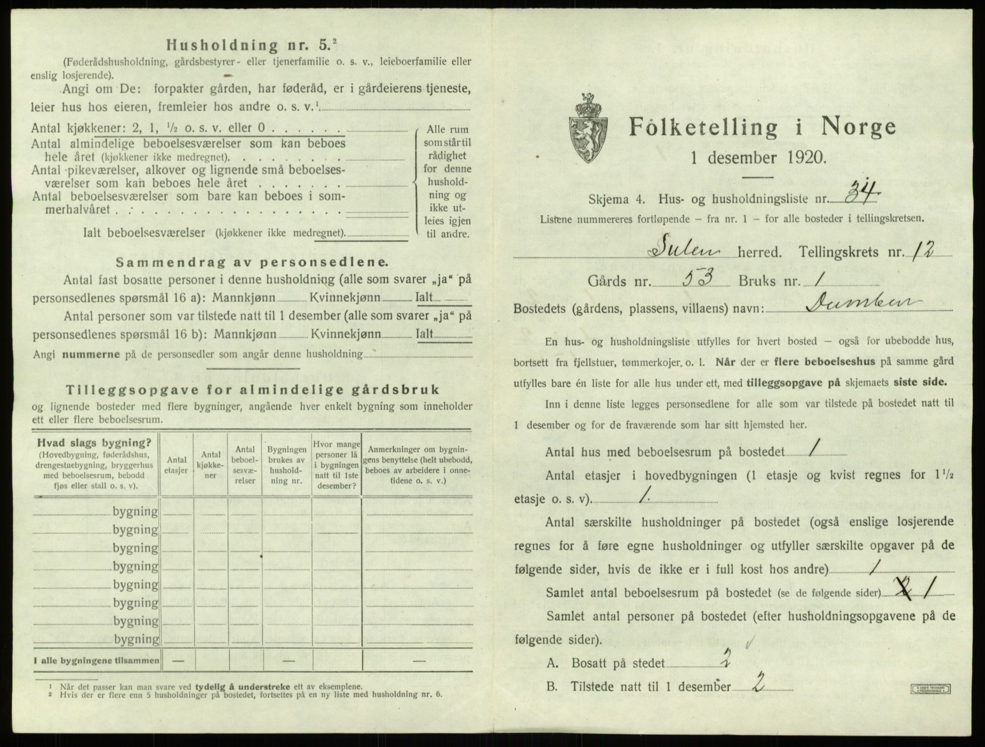 SAB, 1920 census for Solund, 1920, p. 678