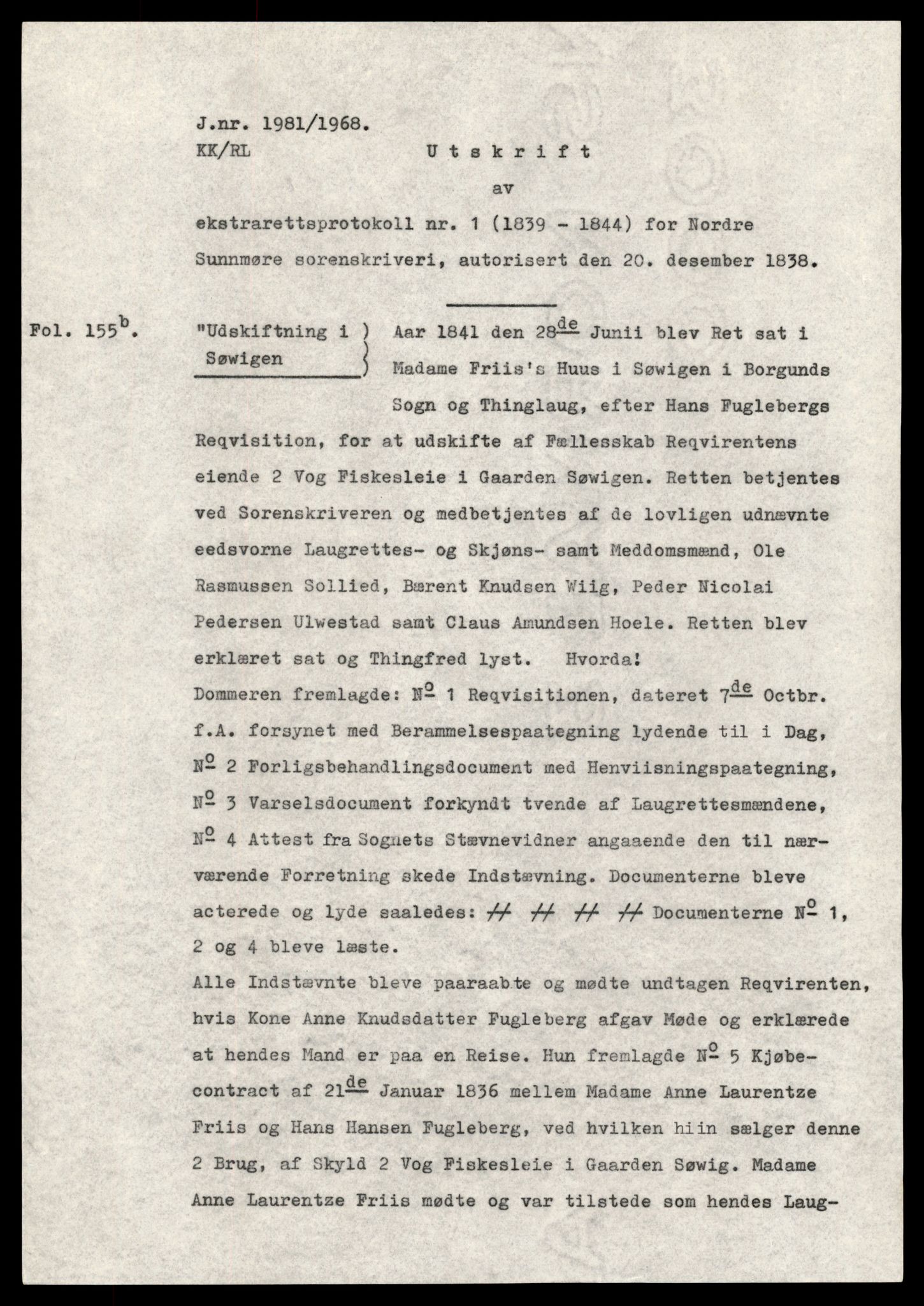 Statsarkivet i Trondheim, AV/SAT-A-4183/J/Jb/L0047: Ekstrarettsprotokollar m.v., 1841-1919