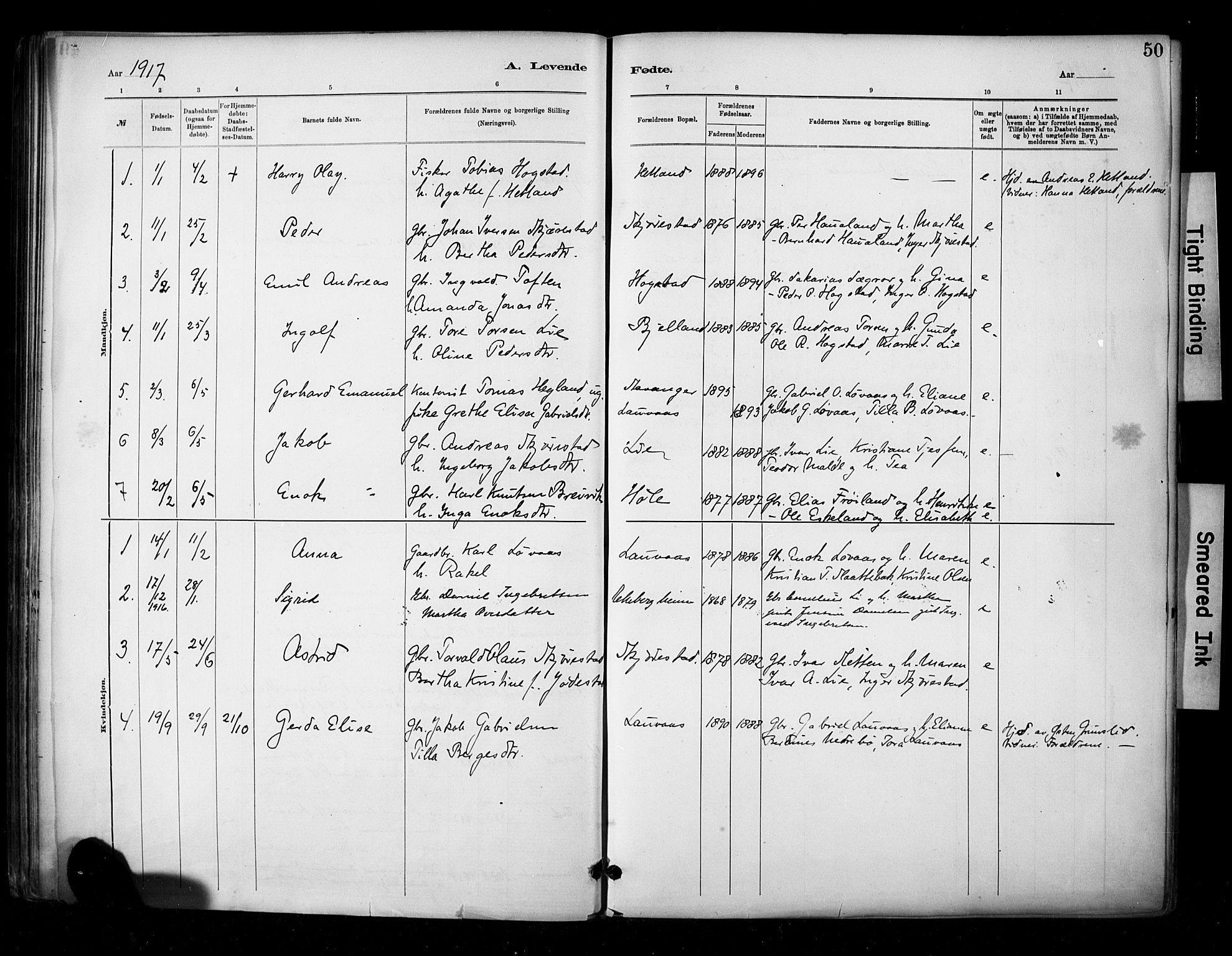 Hetland sokneprestkontor, SAST/A-101826/30/30BA/L0010: Parish register (official) no. A 10, 1882-1925, p. 50