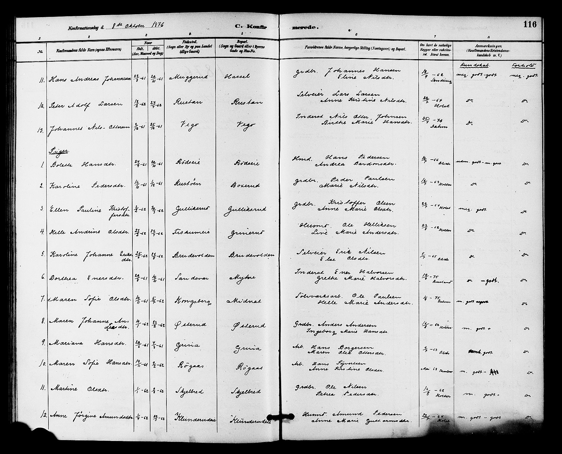 Fiskum kirkebøker, SAKO/A-15/F/Fa/L0001: Parish register (official) no. 1, 1858-1877, p. 116