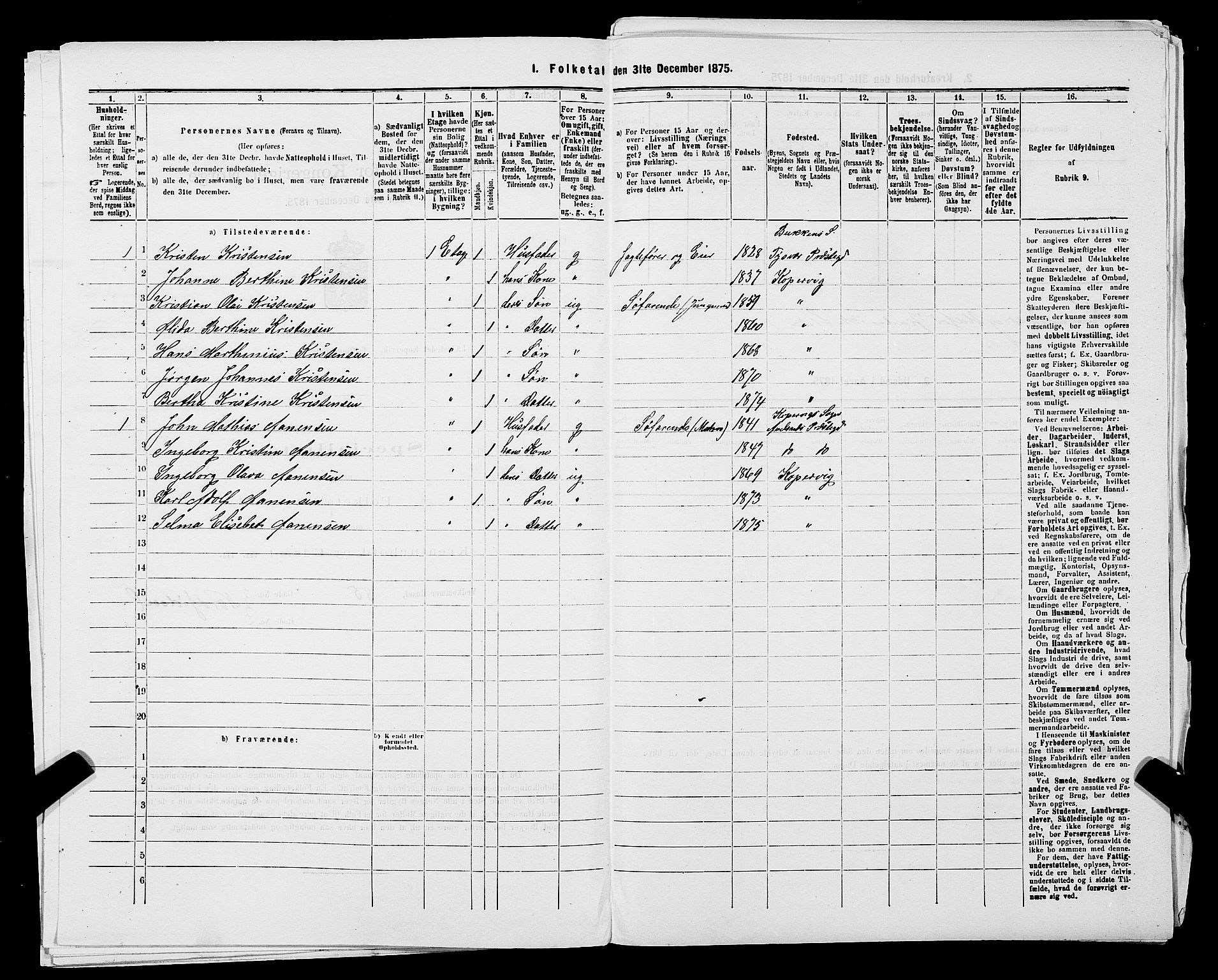 SAST, 1875 census for 1105B Avaldsnes/Kopervik, 1875, p. 57