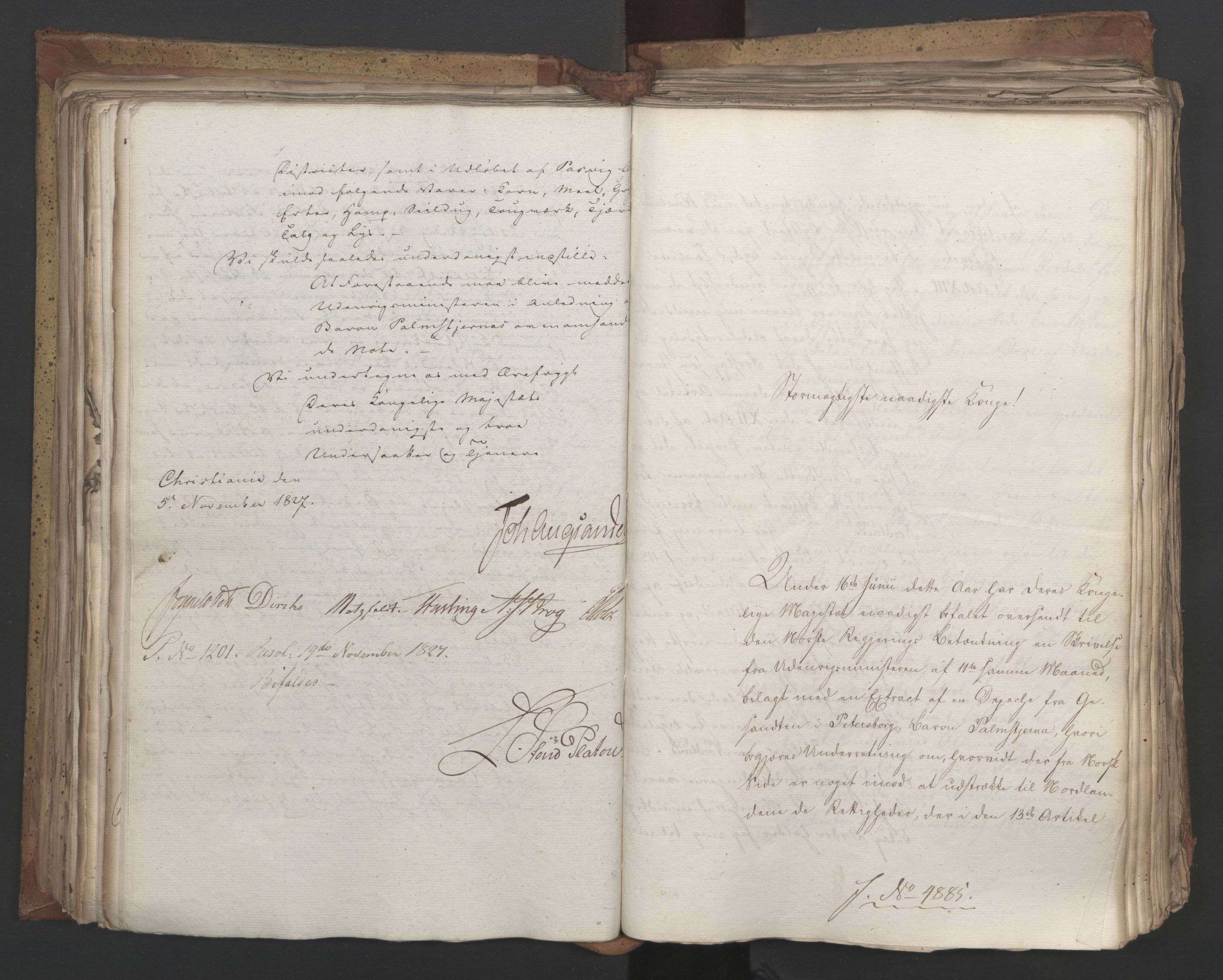 Statsrådsavdelingen i Stockholm, AV/RA-S-1003/D/Da/L0053: Regjeringsinnstillinger nr. 4800-5017, 1827, p. 255