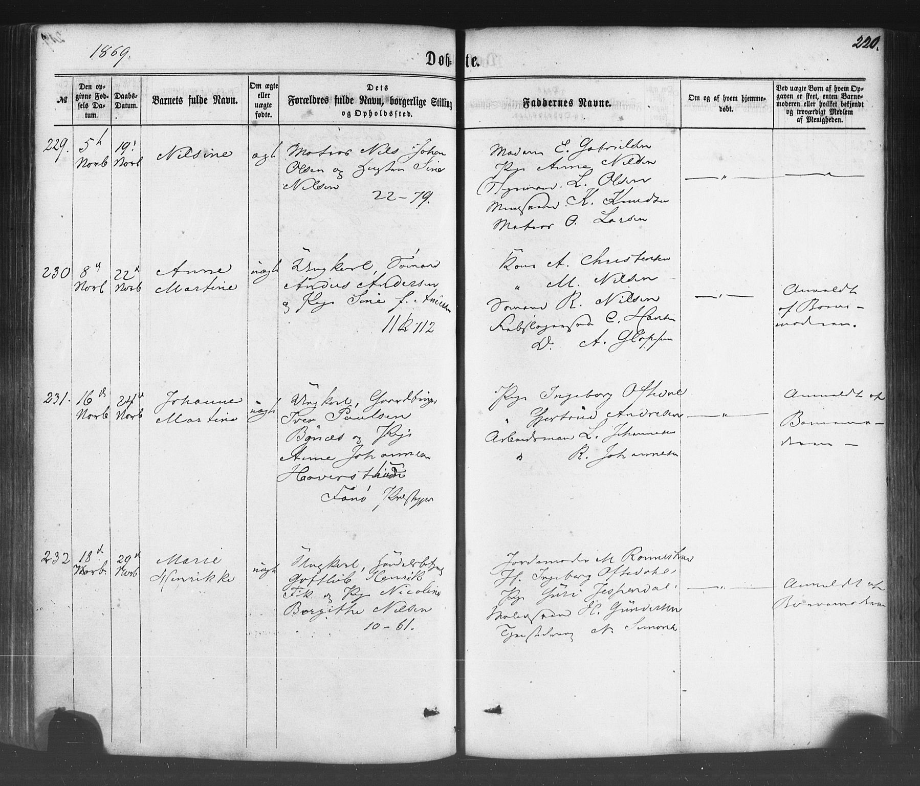 Fødselsstiftelsens sokneprestembete*, SAB/-: Parish register (official) no. A 1, 1863-1883, p. 220