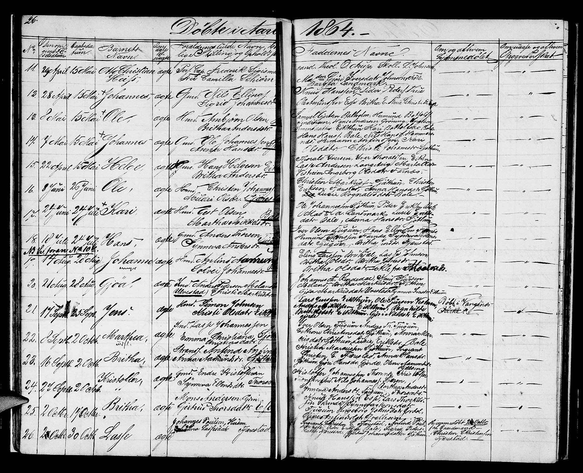 Balestrand sokneprestembete, AV/SAB-A-79601/H/Hab/Haba/L0001: Parish register (copy) no. A 1, 1853-1880, p. 26