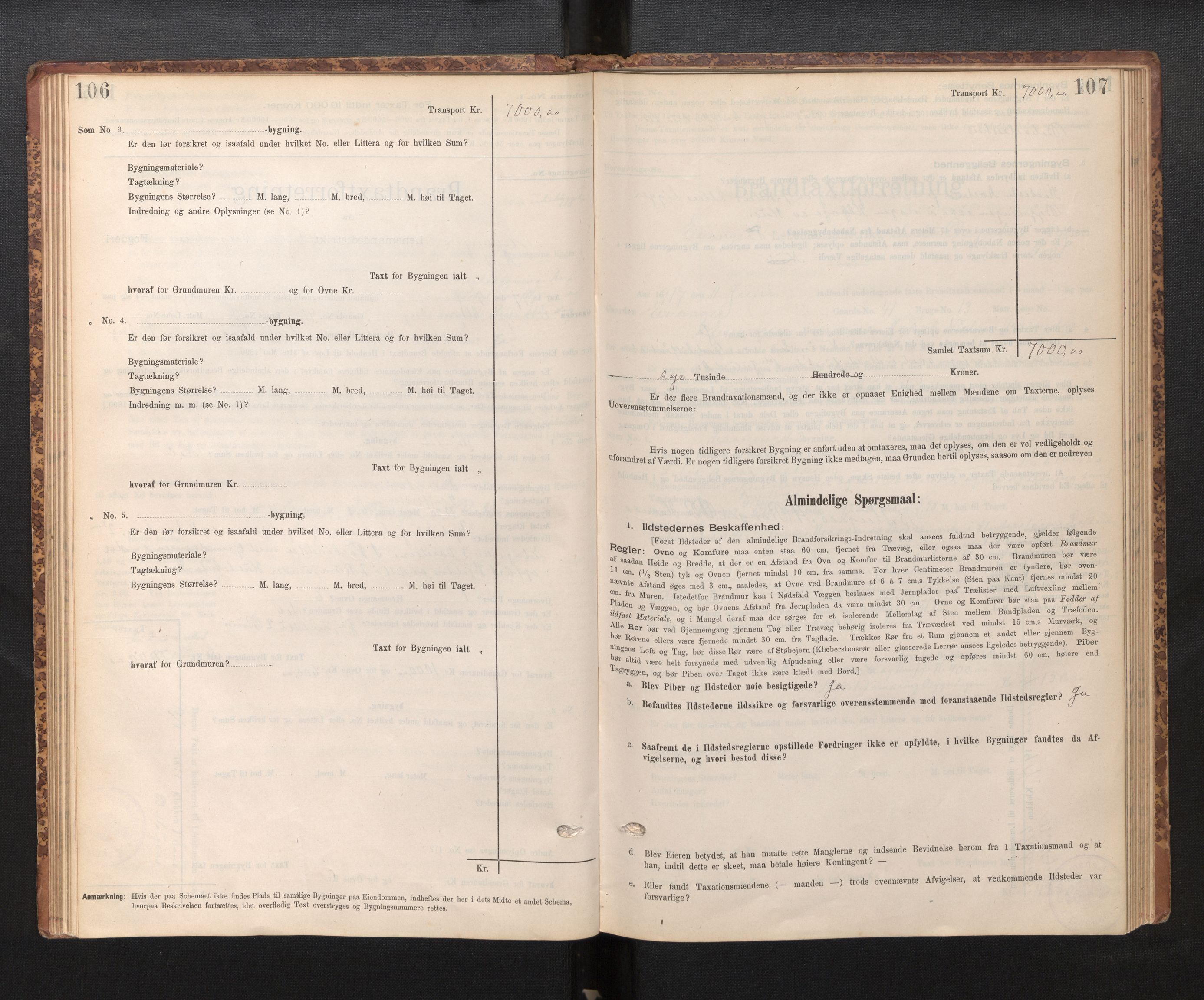 Lensmannen i Evanger, SAB/A-31701/0012/L0005: Branntakstprotokoll, skjematakst, 1895-1935, p. 106-107