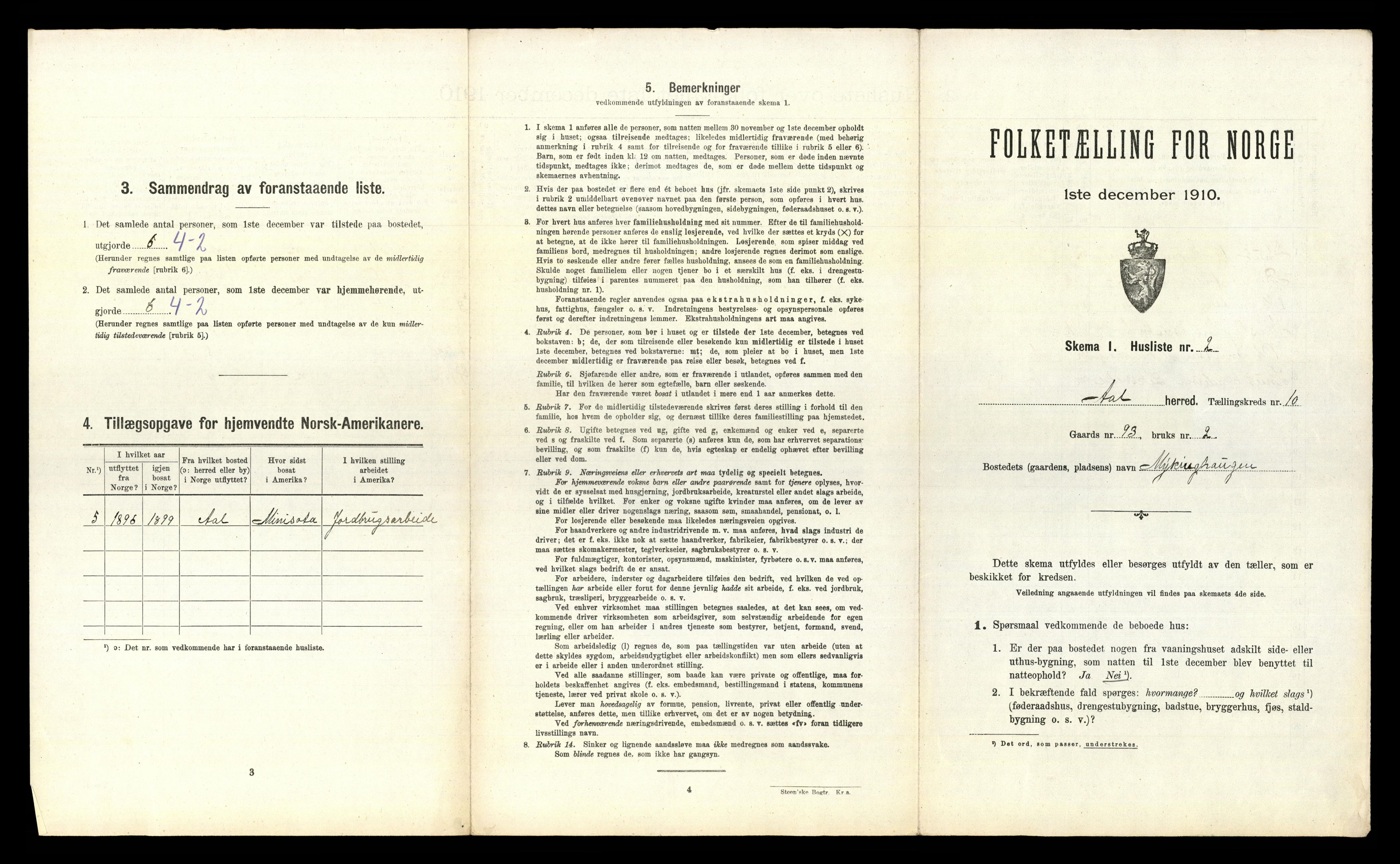 RA, 1910 census for Ål, 1910, p. 895