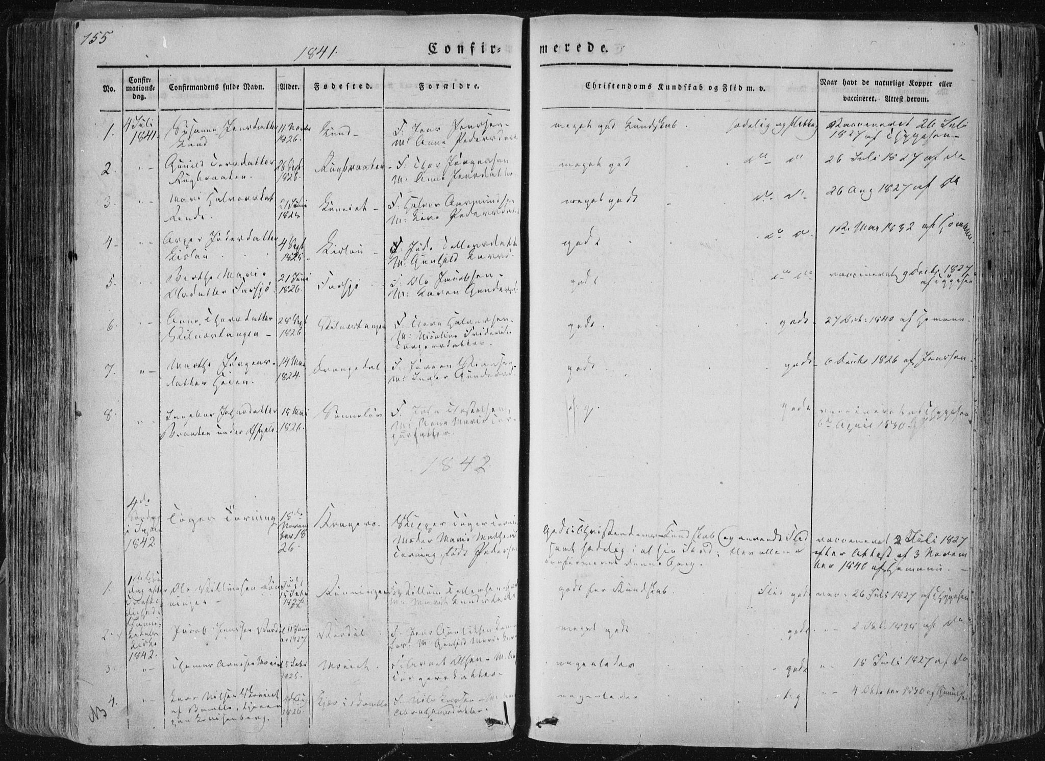 Sannidal kirkebøker, SAKO/A-296/F/Fa/L0007: Parish register (official) no. 7, 1831-1854, p. 155