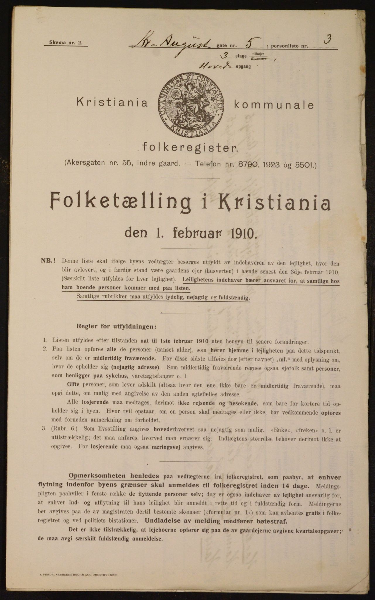 OBA, Municipal Census 1910 for Kristiania, 1910, p. 52366