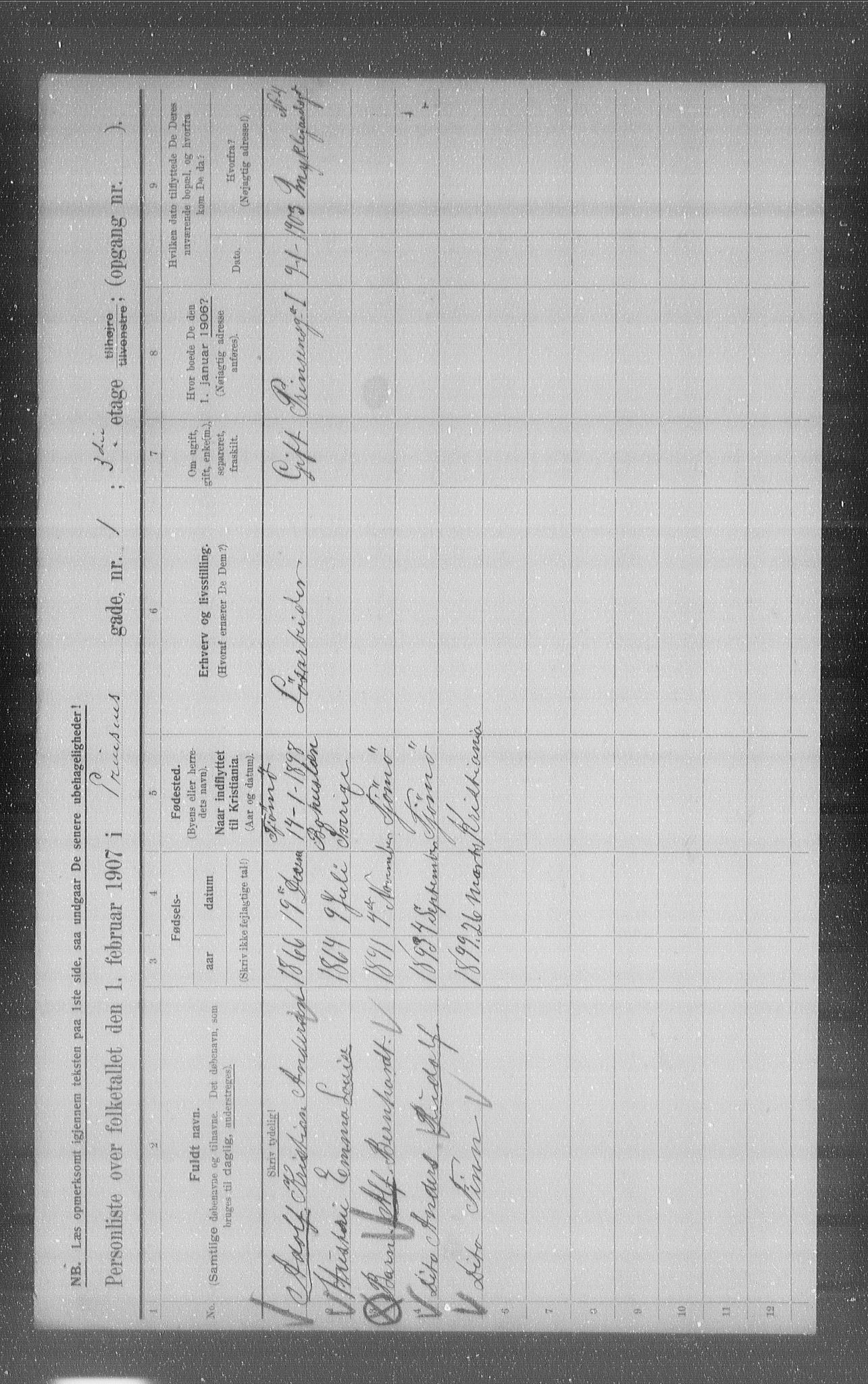 OBA, Municipal Census 1907 for Kristiania, 1907, p. 41433