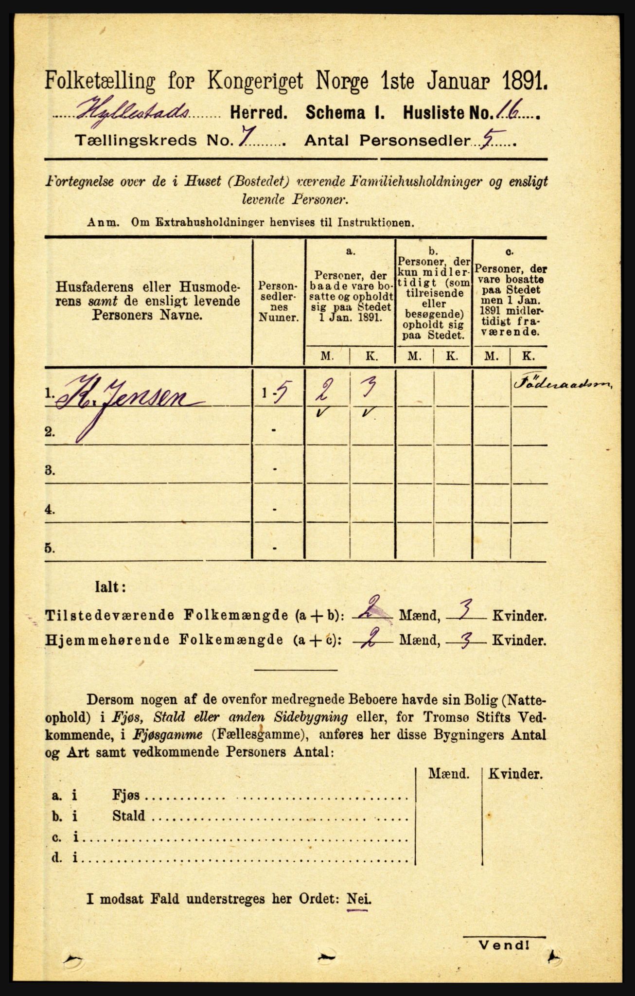 RA, 1891 census for 1413 Hyllestad, 1891, p. 1176