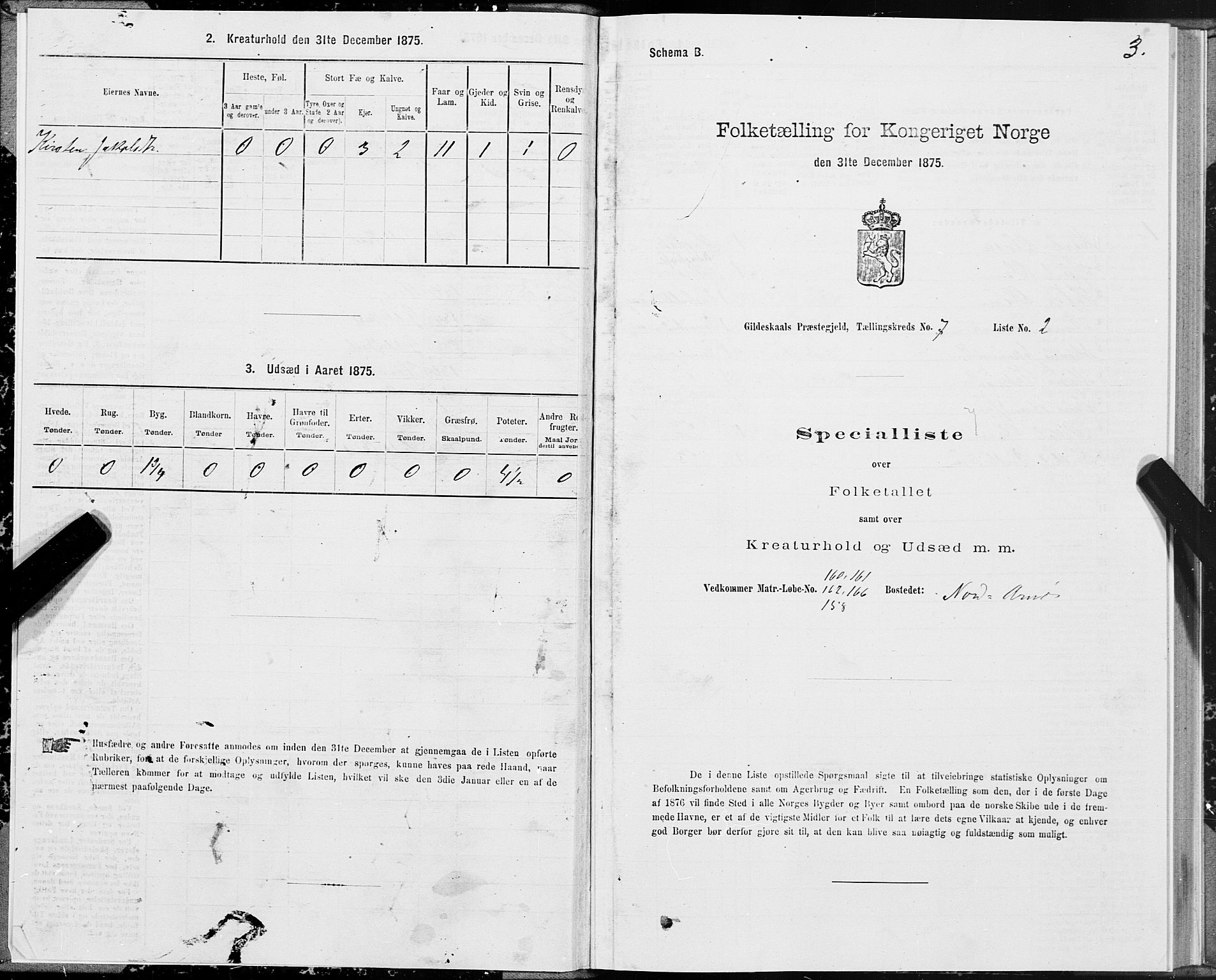 SAT, 1875 census for 1838P Gildeskål, 1875, p. 4003