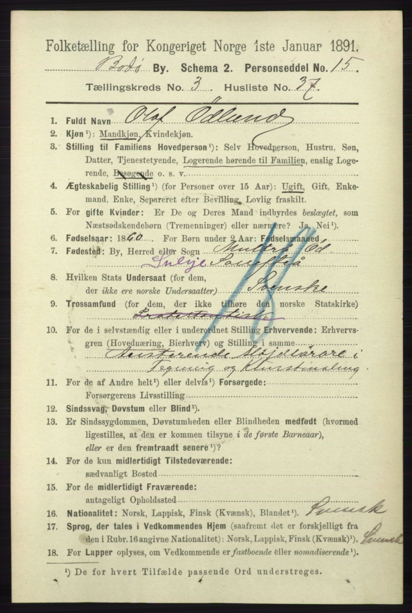 RA, 1891 census for 1804 Bodø, 1891, p. 2542