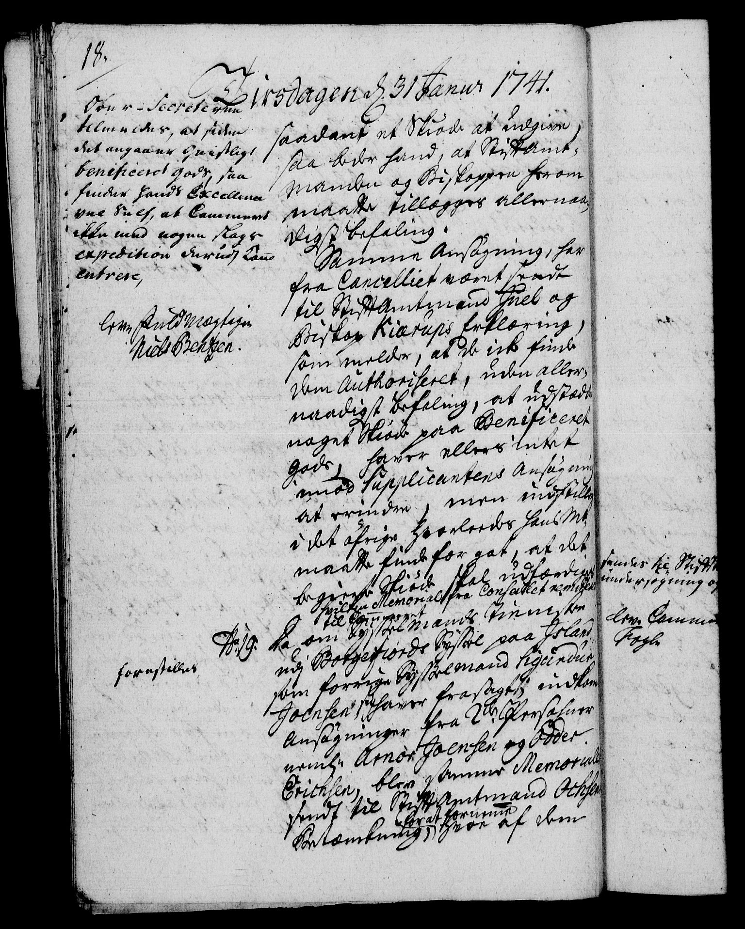 Rentekammeret, Kammerkanselliet, AV/RA-EA-3111/G/Gh/Gha/L0023: Norsk ekstraktmemorialprotokoll (merket RK 53.68), 1741-1742, p. 18