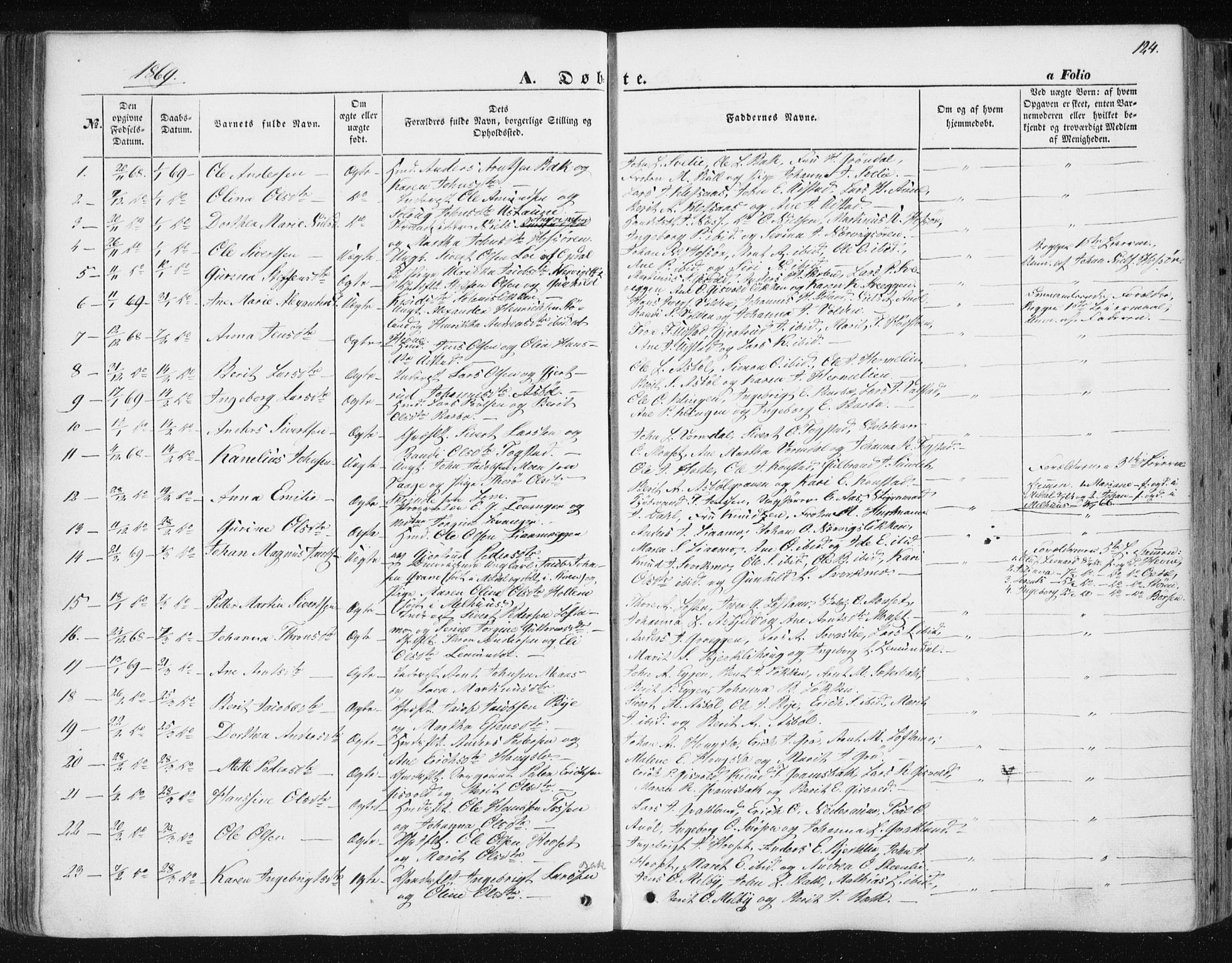 Ministerialprotokoller, klokkerbøker og fødselsregistre - Sør-Trøndelag, SAT/A-1456/668/L0806: Parish register (official) no. 668A06, 1854-1869, p. 124