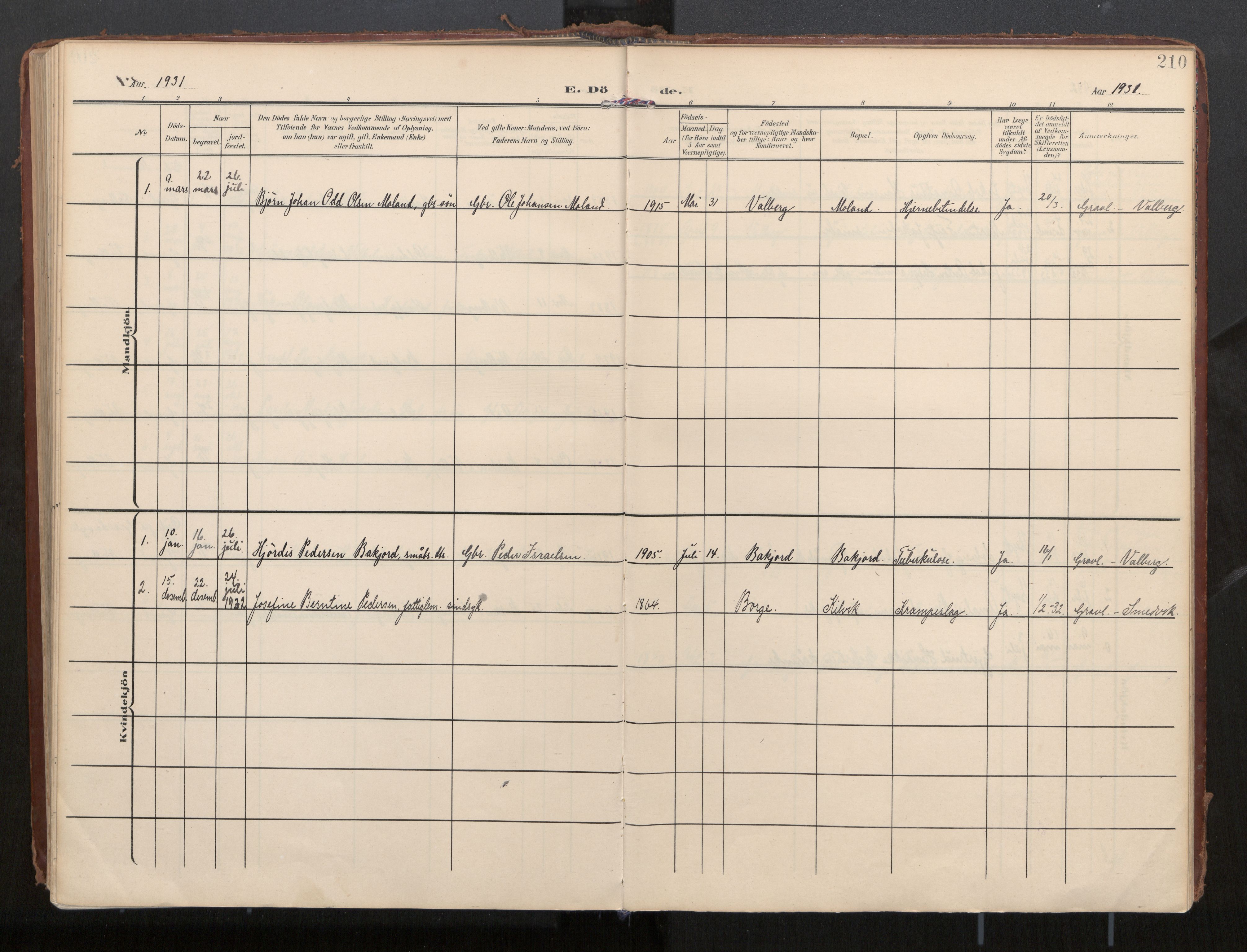 Ministerialprotokoller, klokkerbøker og fødselsregistre - Nordland, AV/SAT-A-1459/884/L1194: Parish register (official) no. 884A02, 1906-1937, p. 210