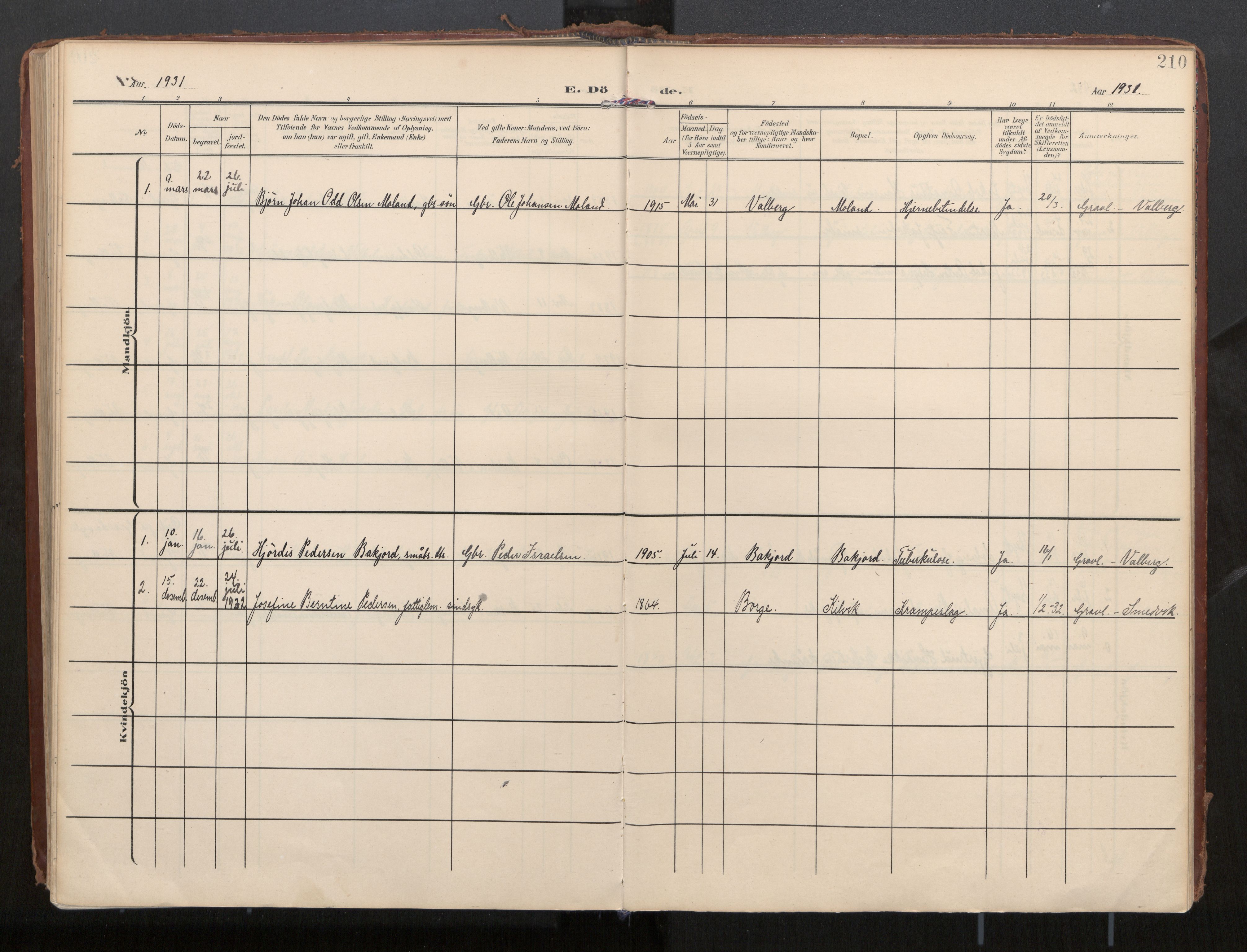 Ministerialprotokoller, klokkerbøker og fødselsregistre - Nordland, SAT/A-1459/884/L1194: Parish register (official) no. 884A02, 1906-1937, p. 210