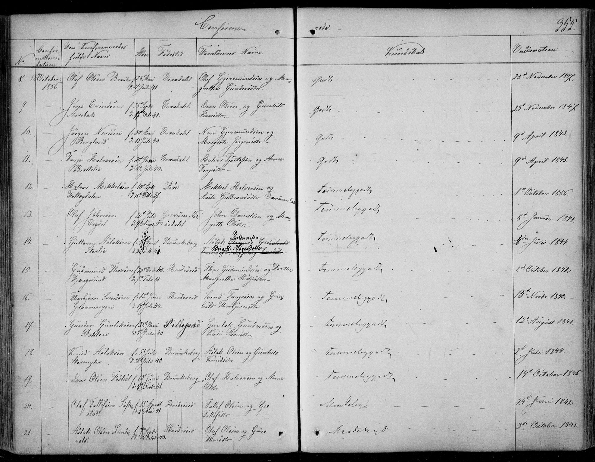 Kviteseid kirkebøker, SAKO/A-276/F/Fa/L0006: Parish register (official) no. I 6, 1836-1858, p. 355