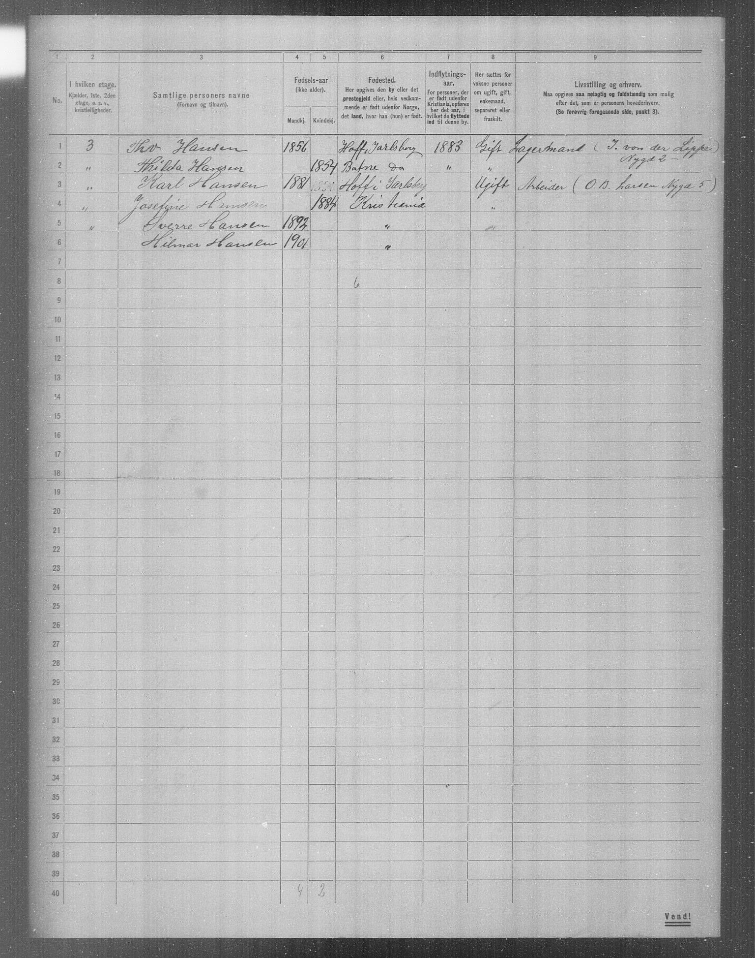 OBA, Municipal Census 1904 for Kristiania, 1904, p. 14190