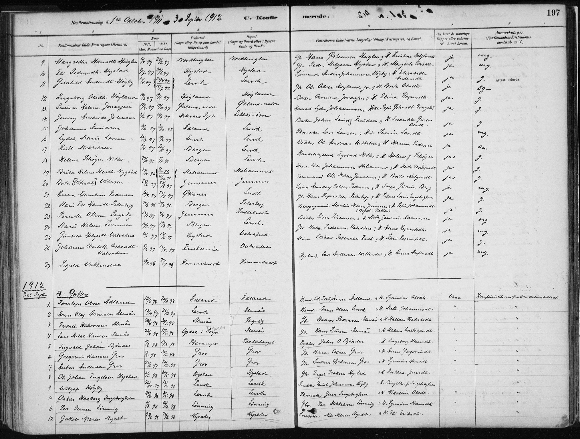 Stord sokneprestembete, SAB/A-78201/H/Haa: Parish register (official) no. B 2, 1878-1913, p. 197