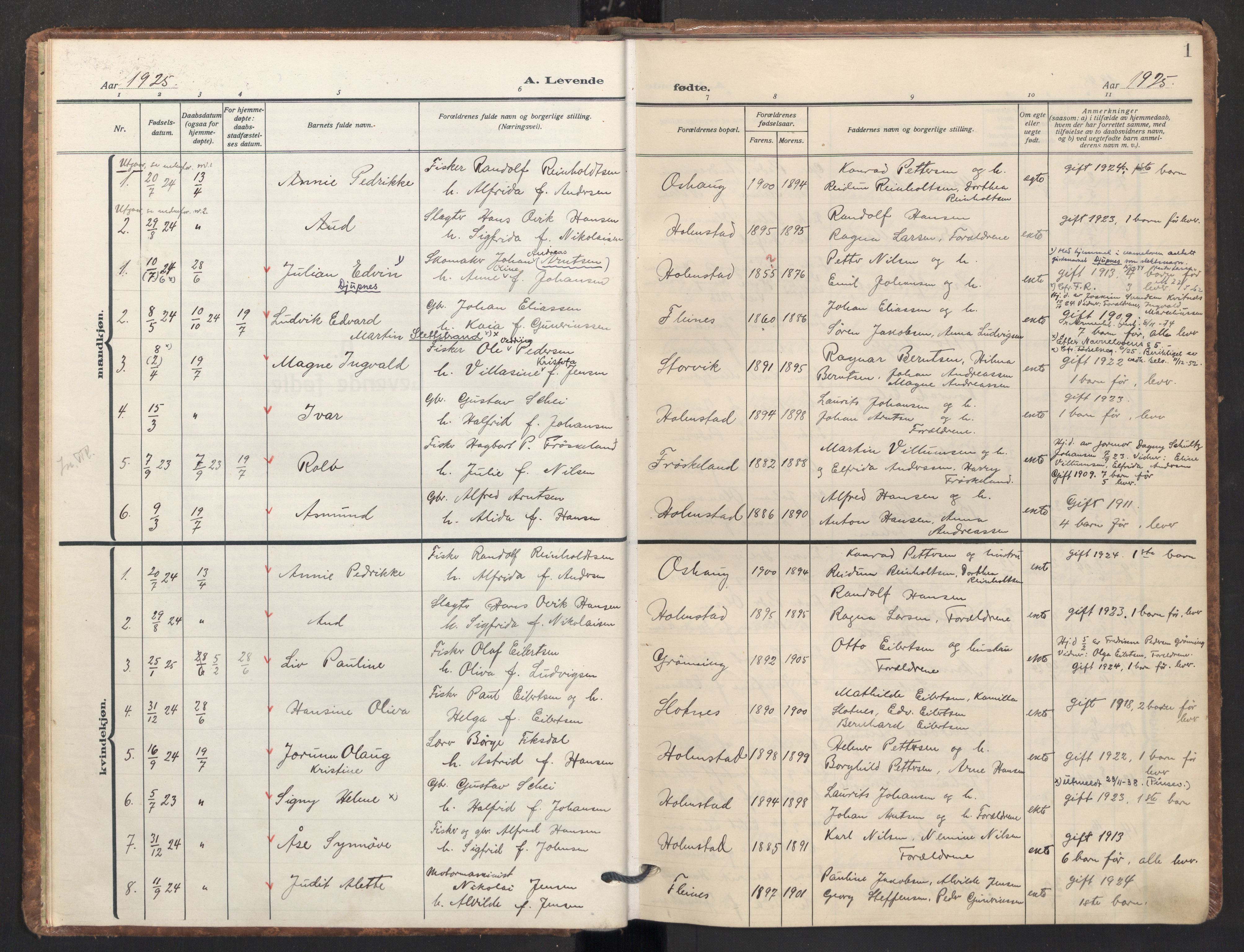 Ministerialprotokoller, klokkerbøker og fødselsregistre - Nordland, SAT/A-1459/890/L1289: Parish register (official) no. 890A04, 1925-1939, p. 1