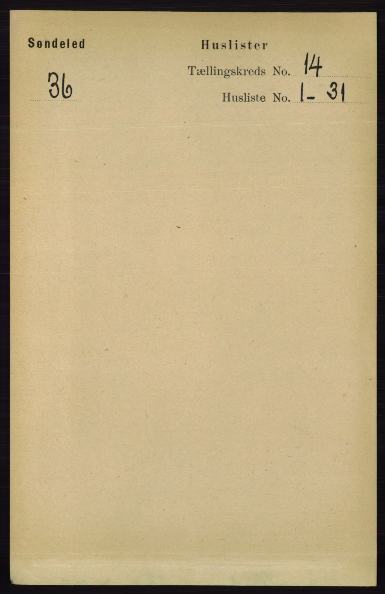 RA, 1891 census for 0913 Søndeled, 1891, p. 4097
