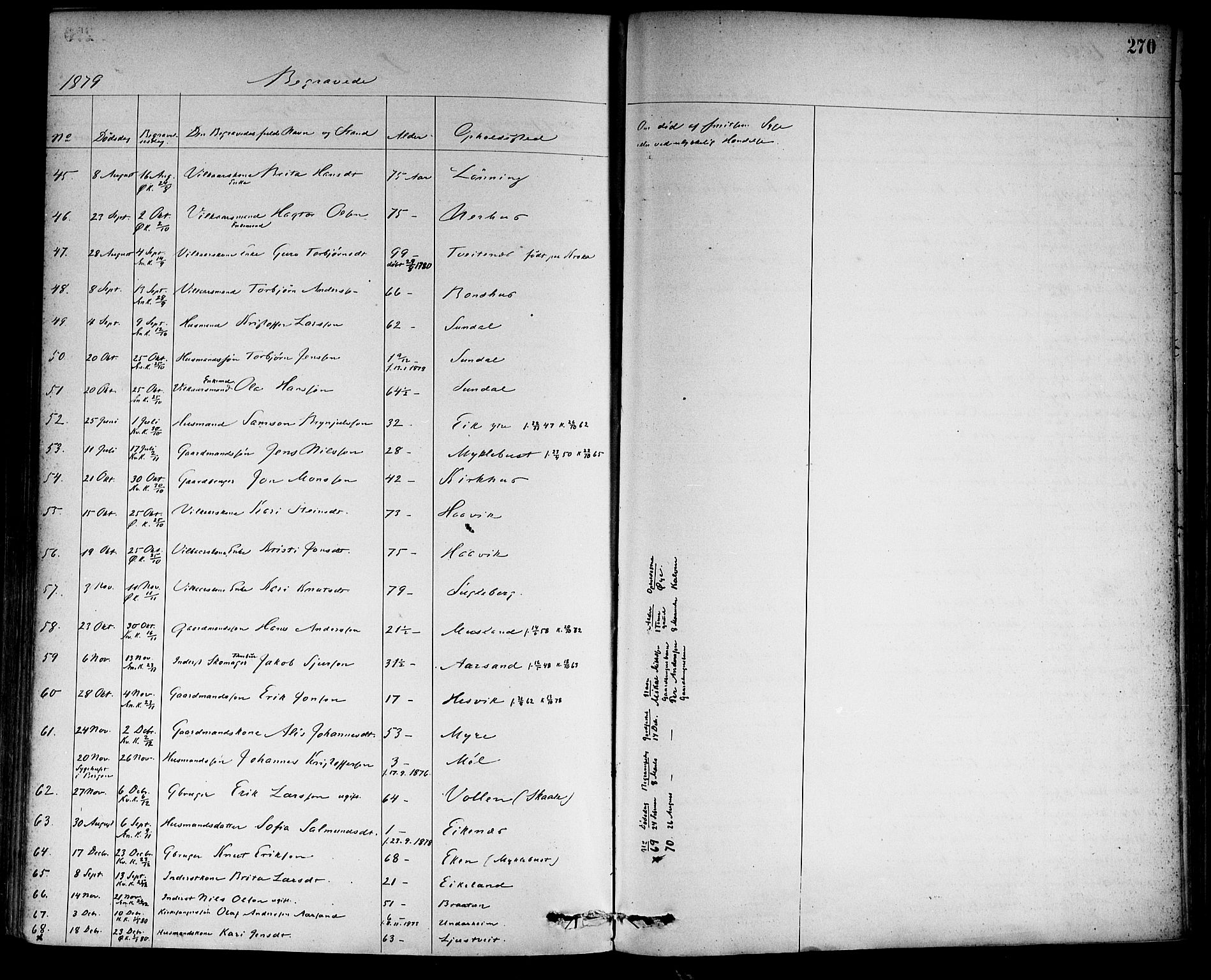 Kvinnherad sokneprestembete, AV/SAB-A-76401/H/Haa: Parish register (official) no. A 9, 1873-1886, p. 270