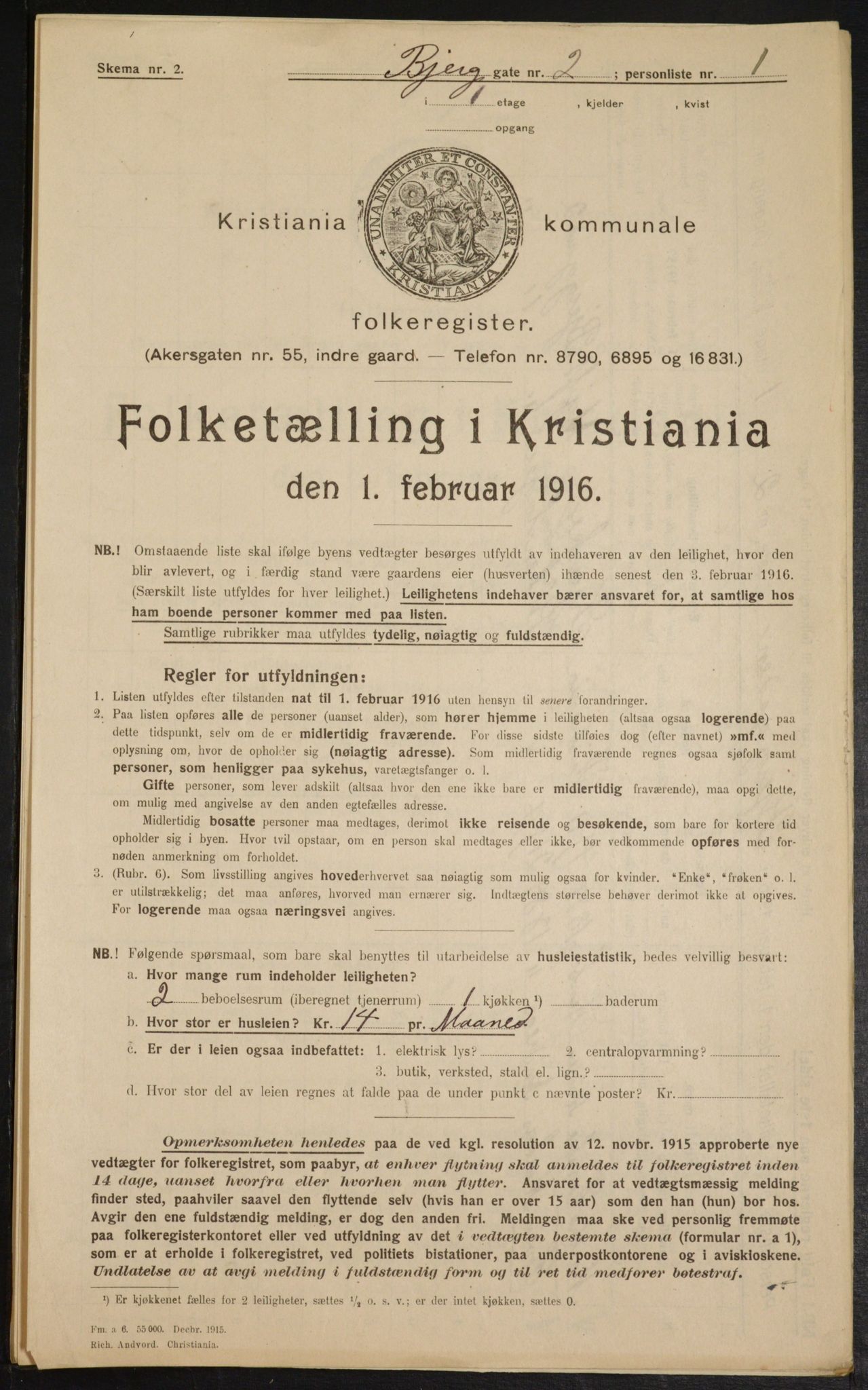 OBA, Municipal Census 1916 for Kristiania, 1916, p. 5523