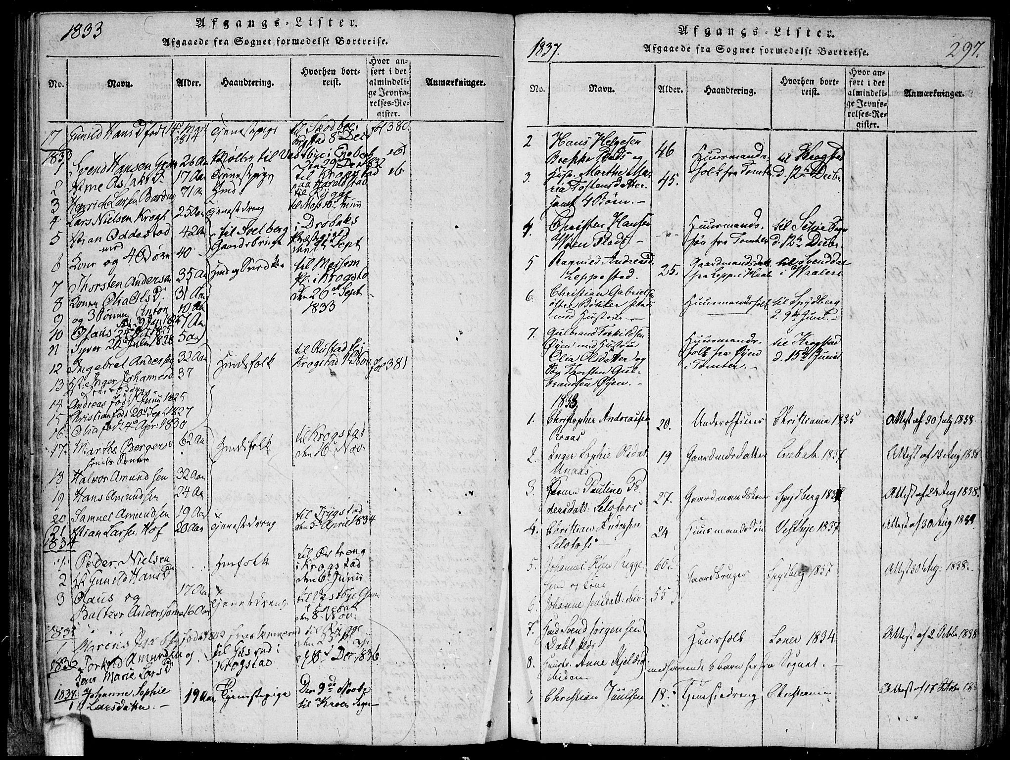 Hobøl prestekontor Kirkebøker, AV/SAO-A-2002/F/Fa/L0002: Parish register (official) no. I 2, 1814-1841, p. 297