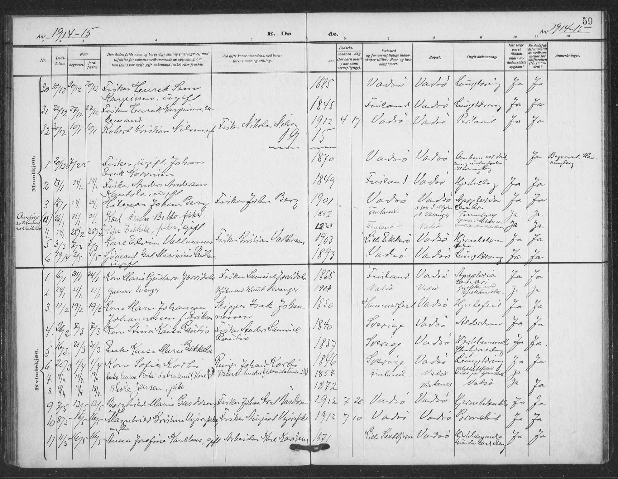 Vadsø sokneprestkontor, SATØ/S-1325/H/Ha/L0008kirke: Parish register (official) no. 8, 1912-1930, p. 59