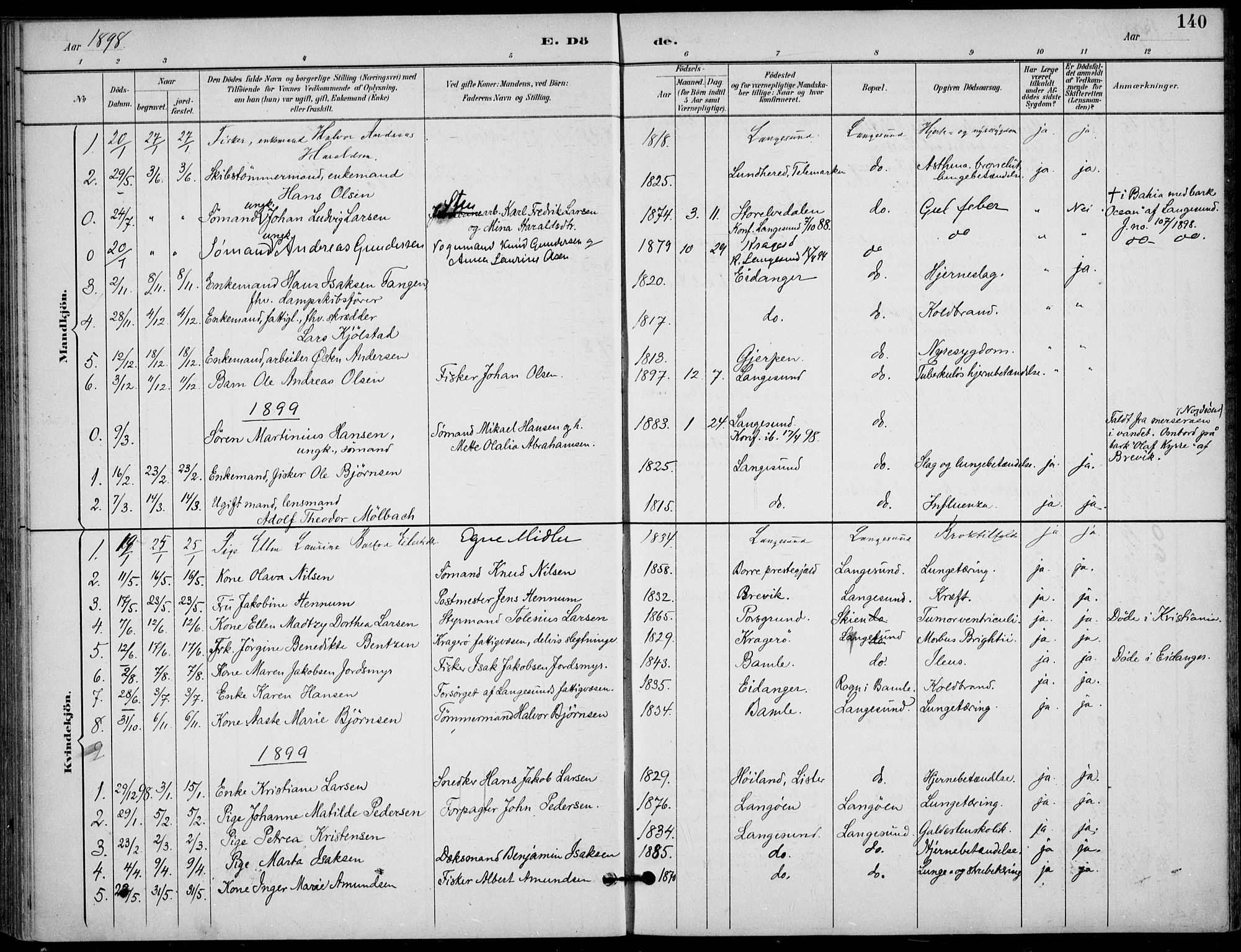 Langesund kirkebøker, AV/SAKO-A-280/F/Fa/L0003: Parish register (official) no. 3, 1893-1907, p. 140