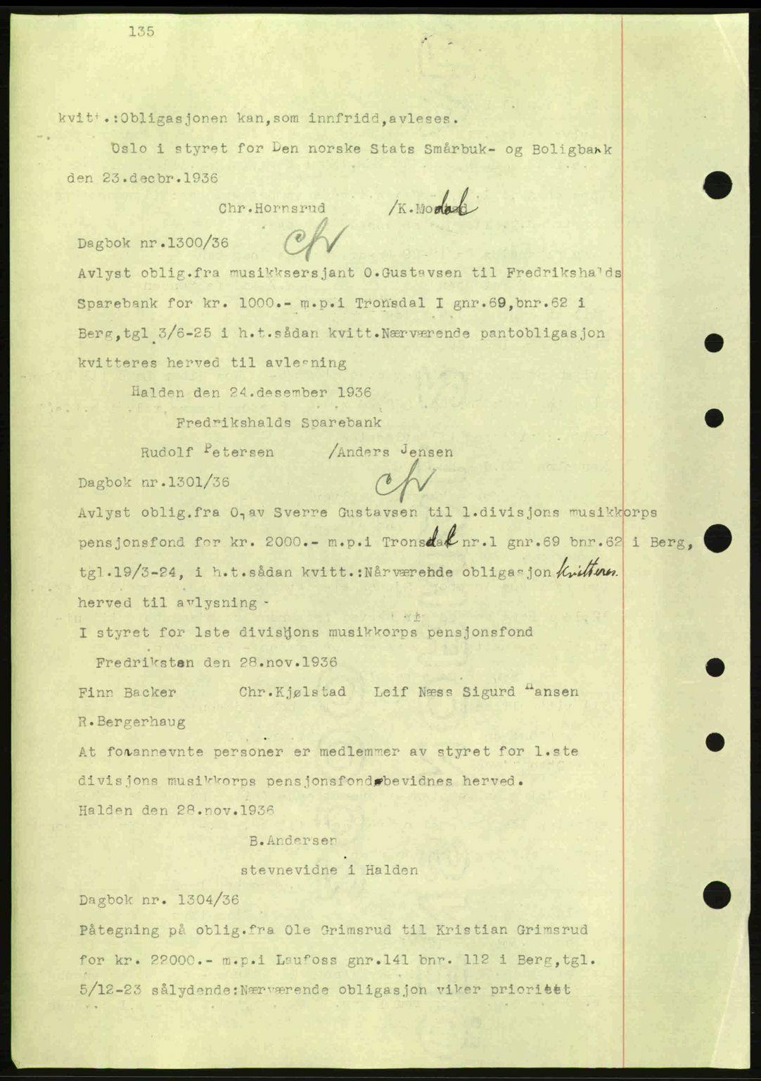 Idd og Marker sorenskriveri, AV/SAO-A-10283/G/Gb/Gbc/L0001: Mortgage book no. B1-3, 1936-1939, Diary no: : 1300/1936