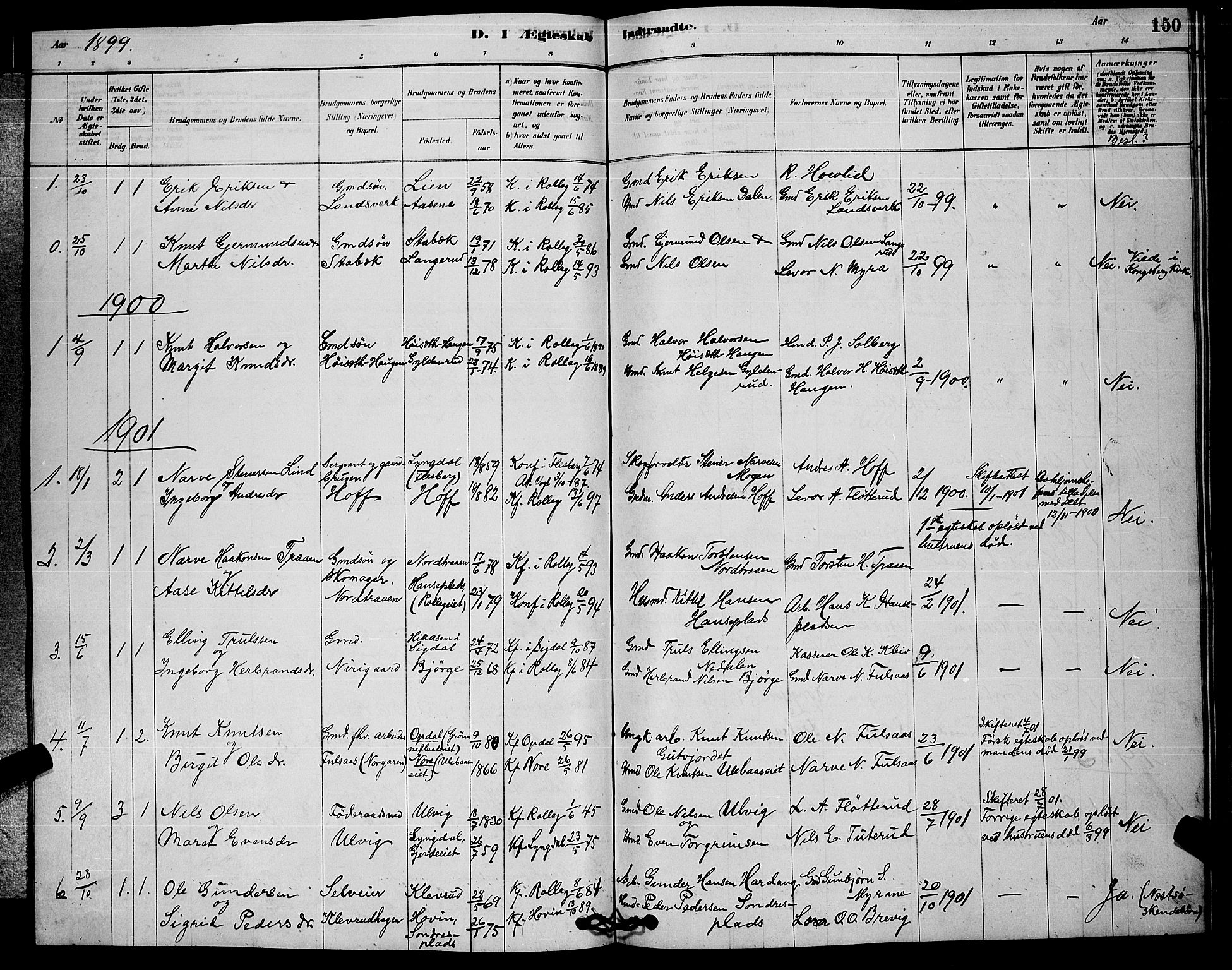 Rollag kirkebøker, AV/SAKO-A-240/G/Ga/L0004: Parish register (copy) no. I 4, 1878-1903, p. 150