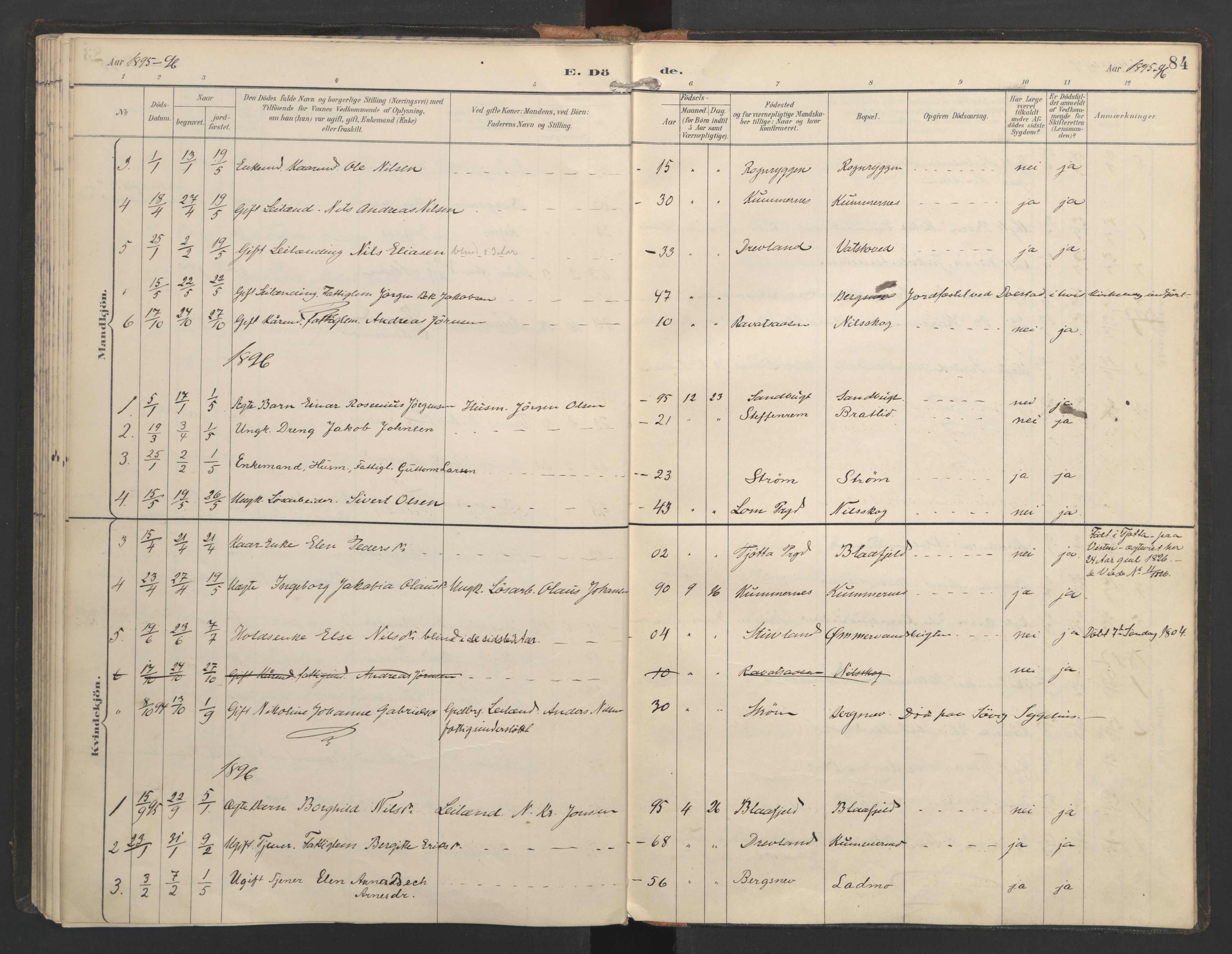 Ministerialprotokoller, klokkerbøker og fødselsregistre - Nordland, SAT/A-1459/821/L0317: Parish register (official) no. 821A01, 1892-1907, p. 84