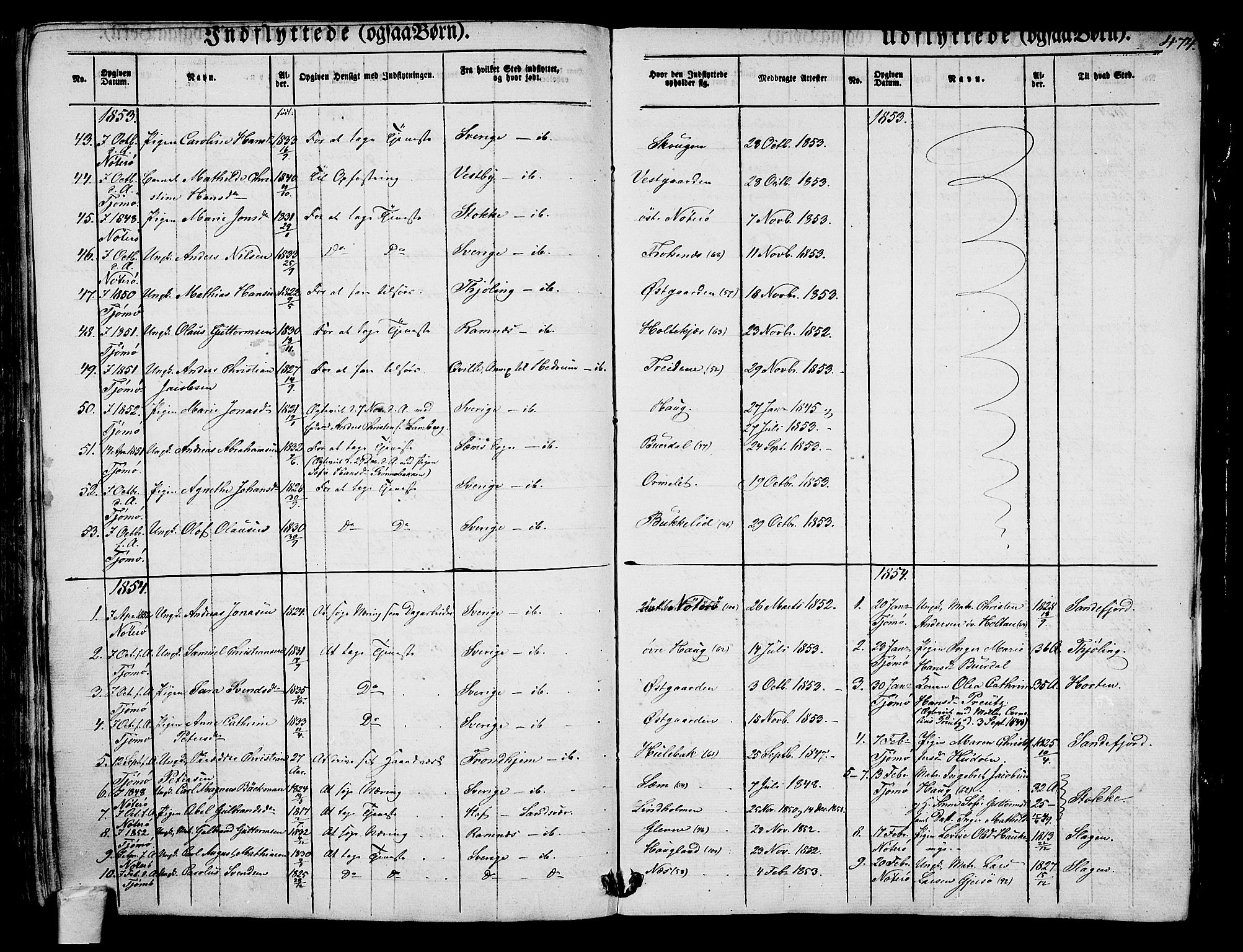 Nøtterøy kirkebøker, AV/SAKO-A-354/G/Ga/L0001: Parish register (copy) no. I 1, 1844-1859, p. 474
