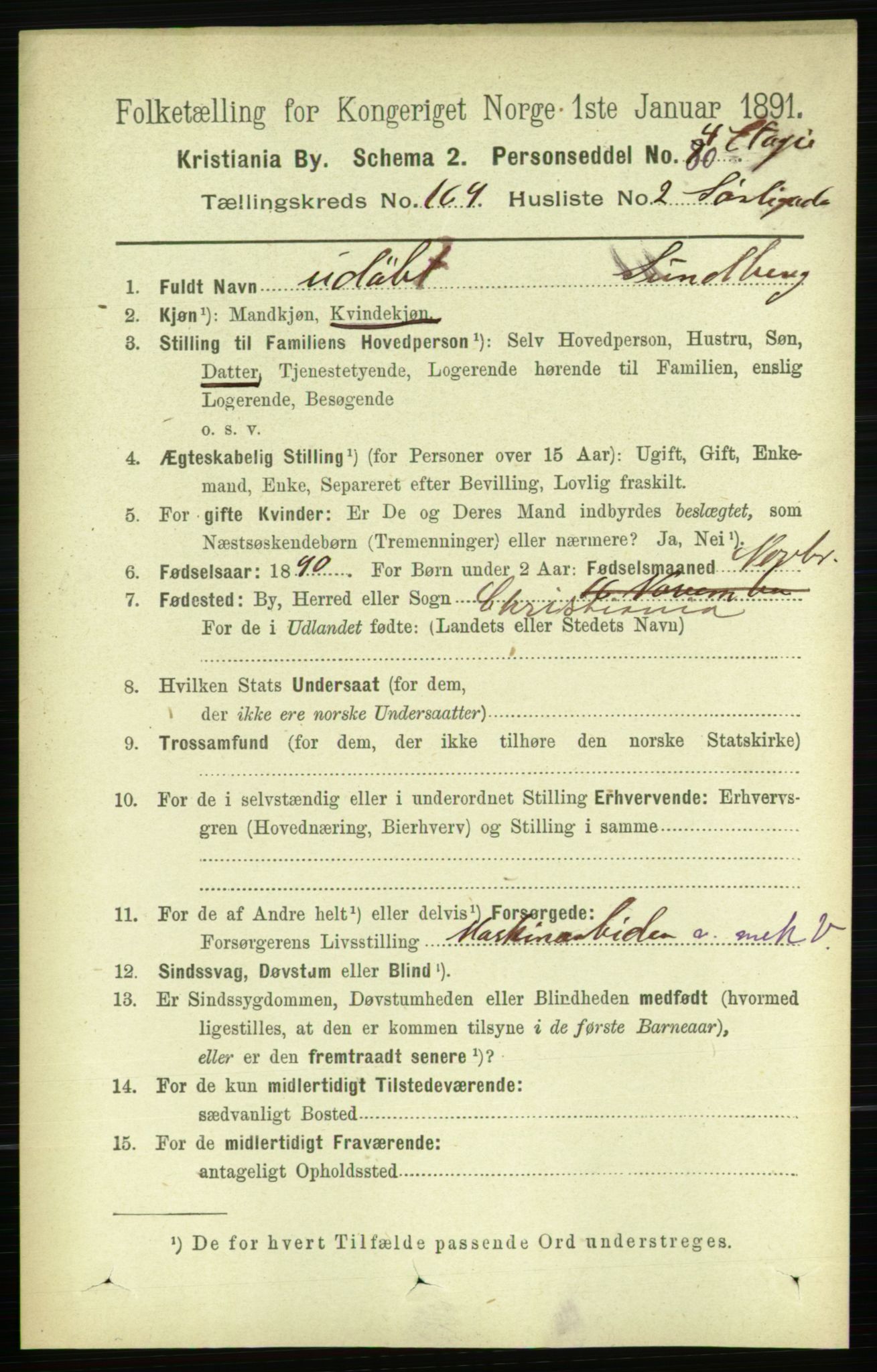 RA, 1891 census for 0301 Kristiania, 1891, p. 98981
