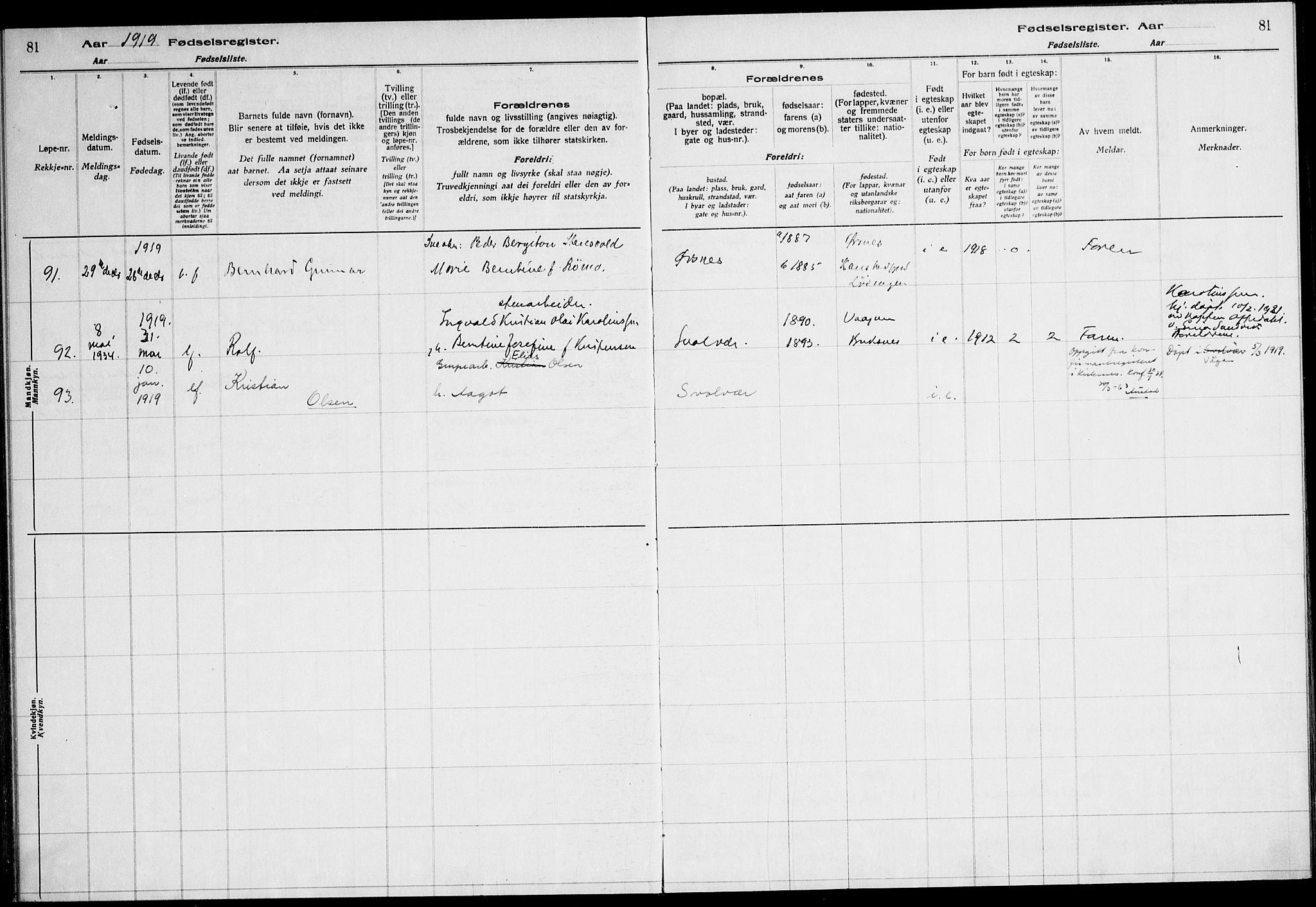 Ministerialprotokoller, klokkerbøker og fødselsregistre - Nordland, SAT/A-1459/874/L1089: Birth register no. 874.II.4.1, 1916-1926, p. 81