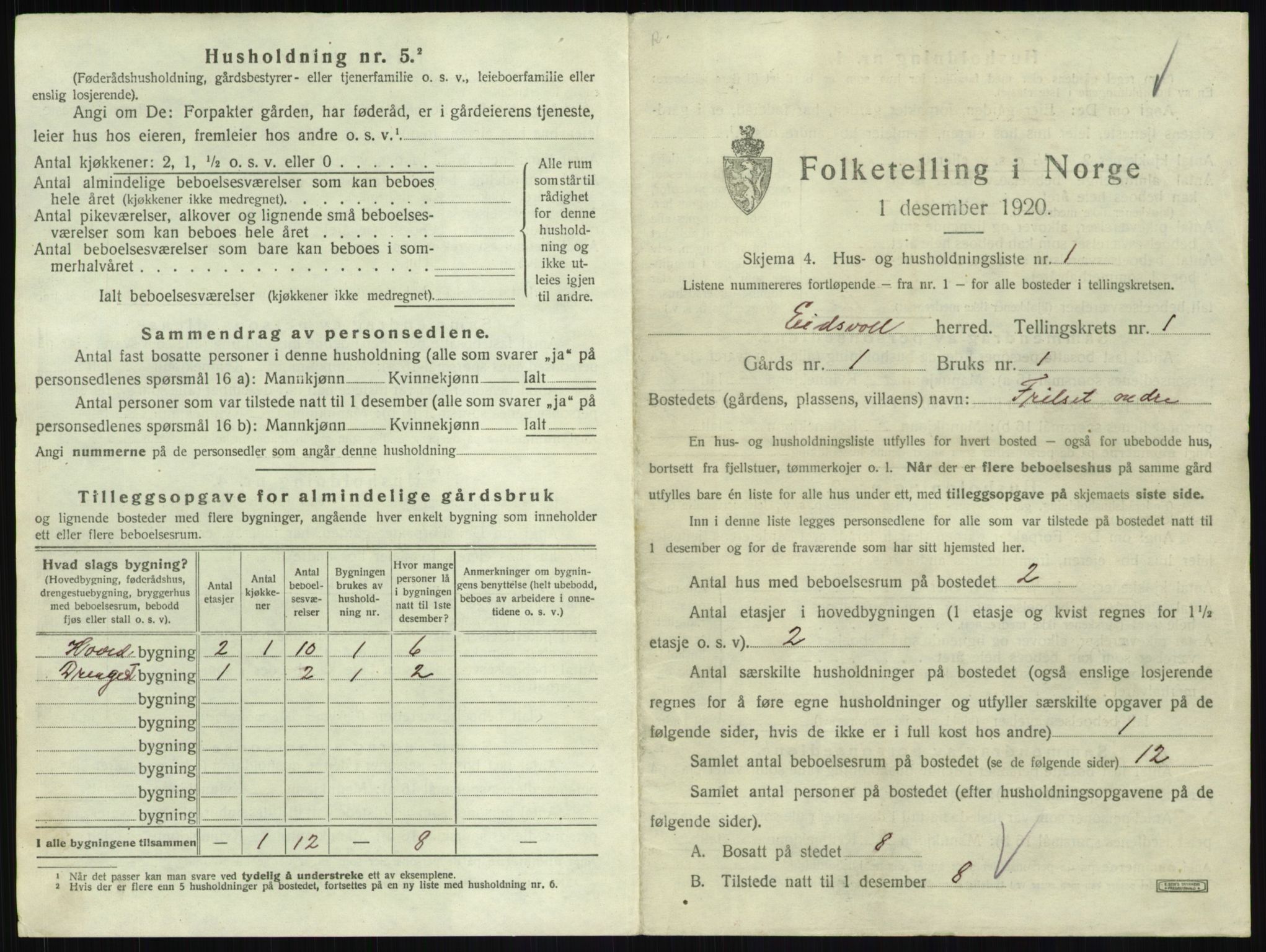 SAO, 1920 census for Eidsvoll, 1920, p. 79