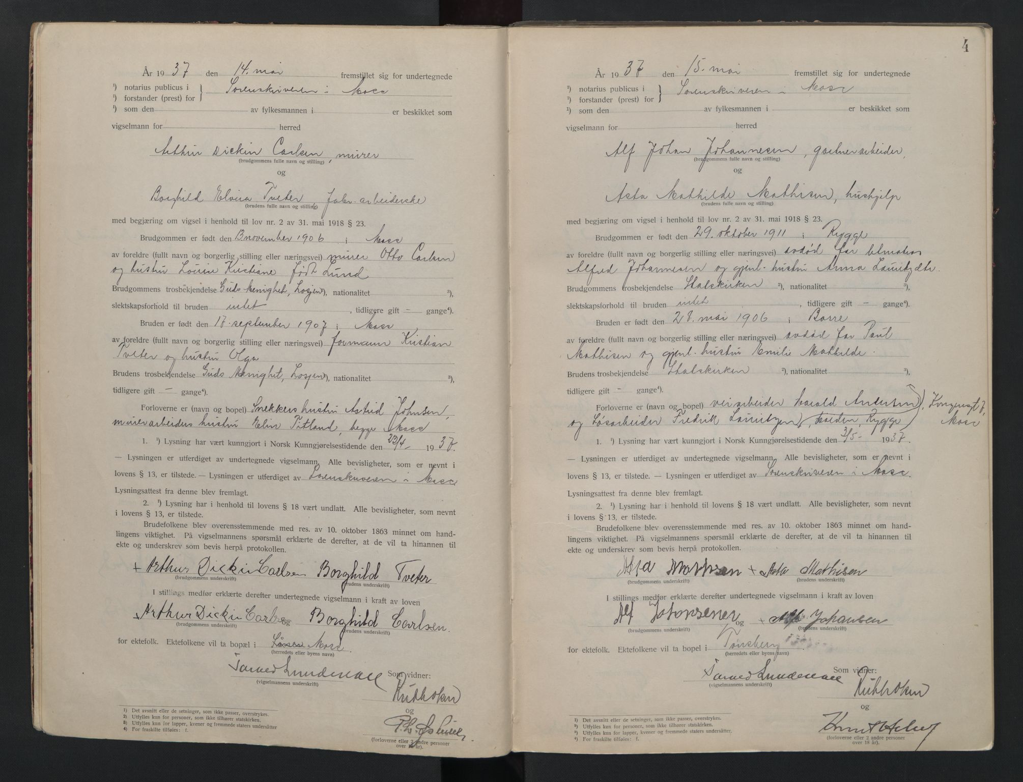 Moss sorenskriveri, AV/SAO-A-10168, 1937-1942, p. 4