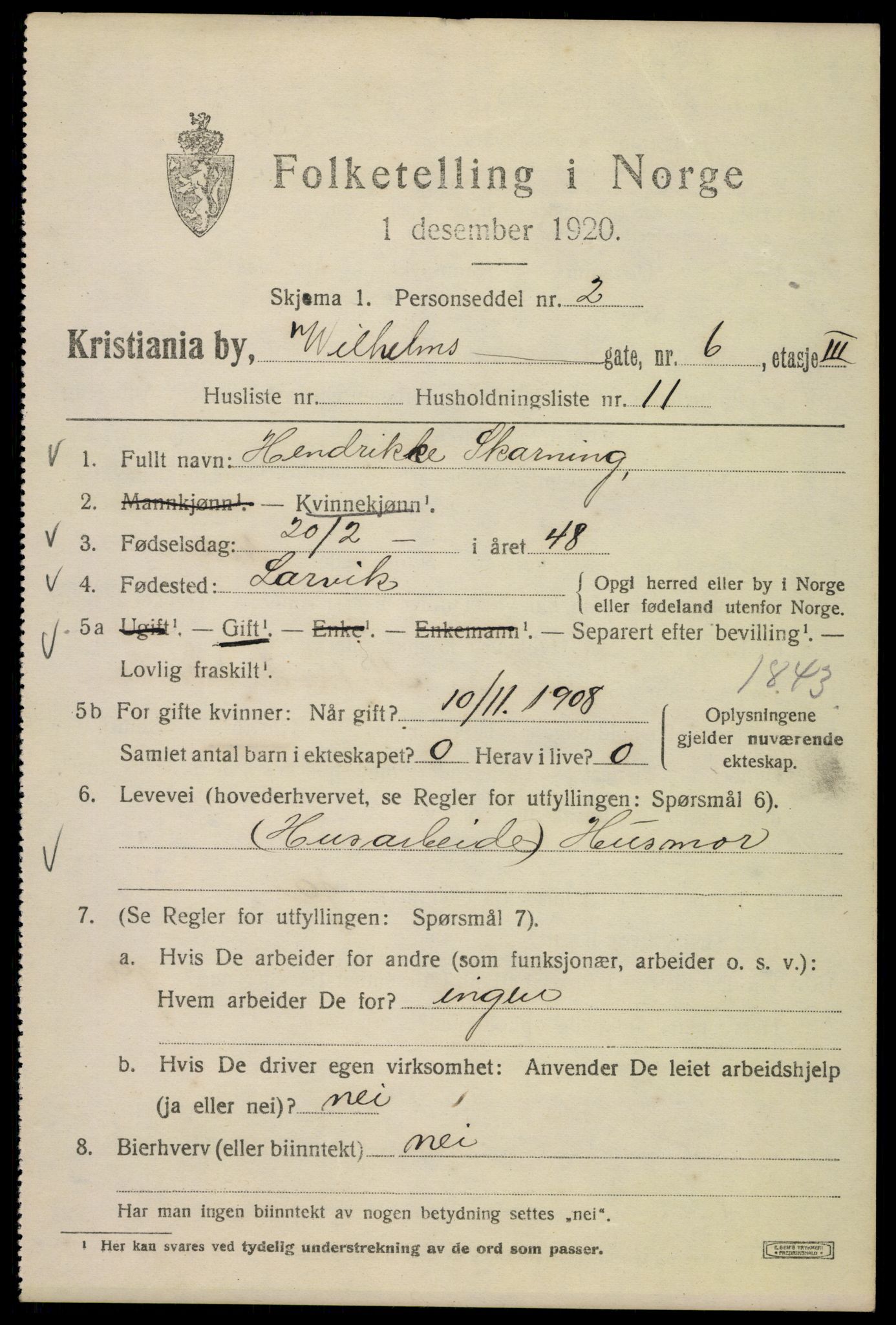 SAO, 1920 census for Kristiania, 1920, p. 652967