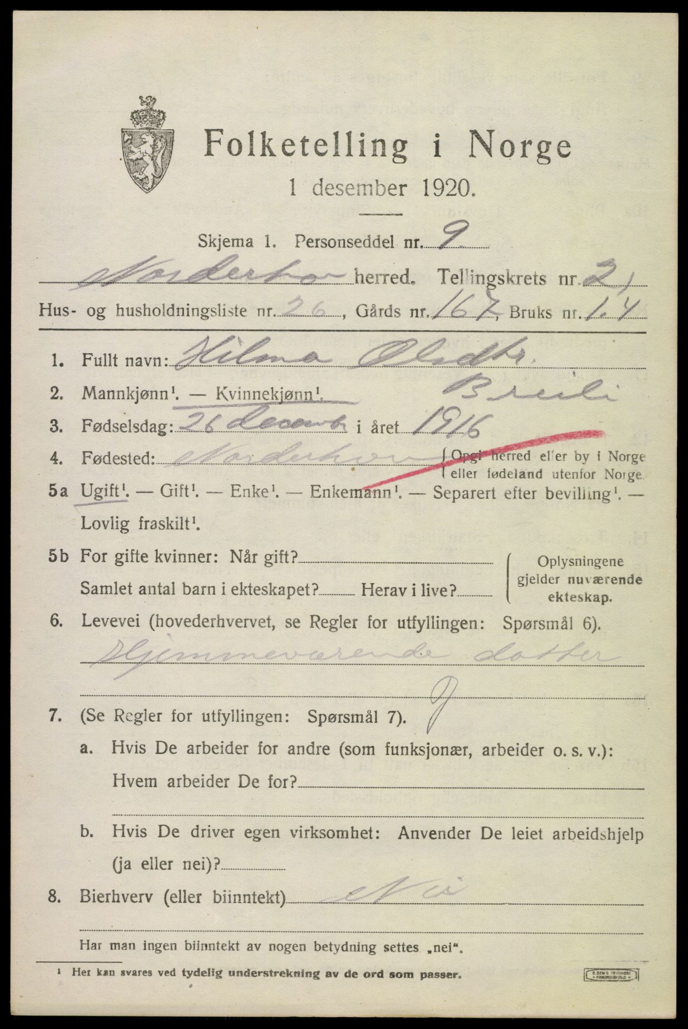 SAKO, 1920 census for Norderhov, 1920, p. 22212