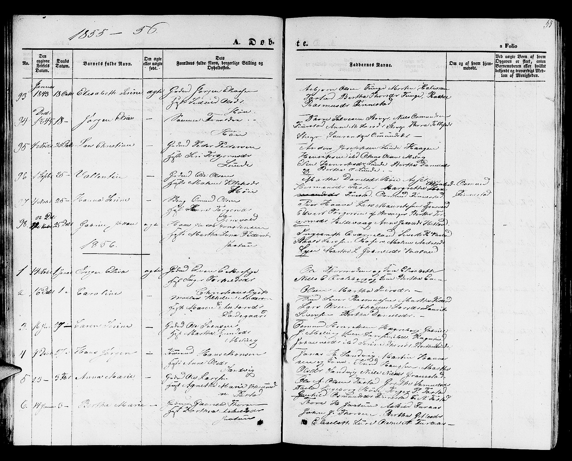 Hetland sokneprestkontor, SAST/A-101826/30/30BB/L0001: Parish register (copy) no. B 1, 1850-1868, p. 55