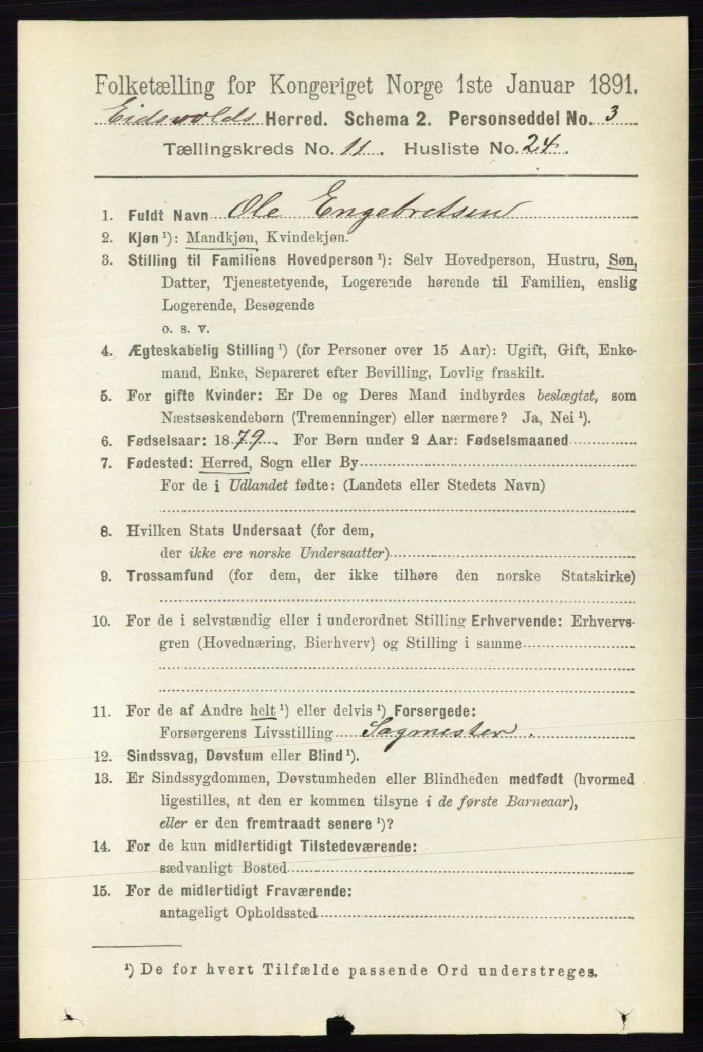 RA, 1891 census for 0237 Eidsvoll, 1891, p. 7836